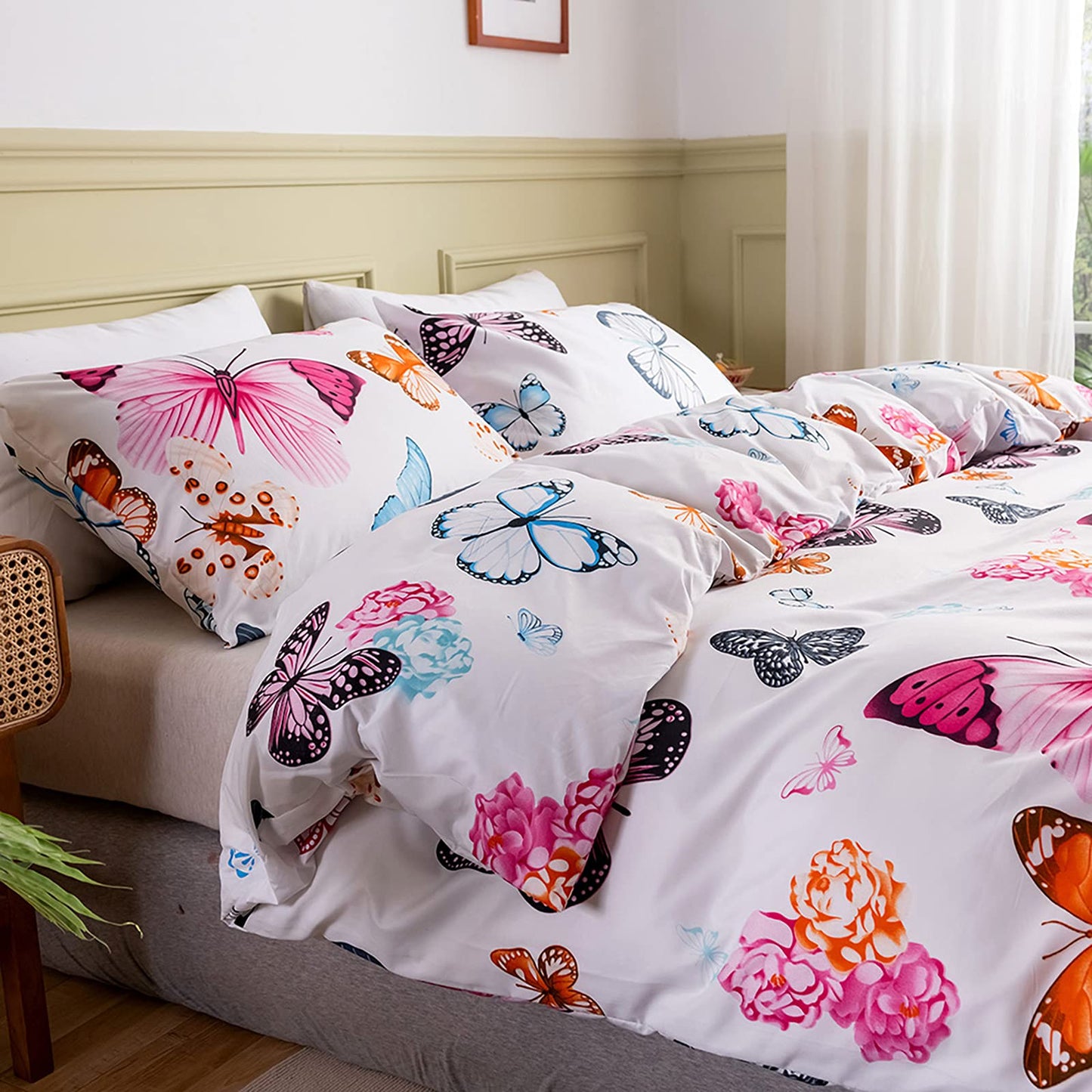 GETIYA Cartoon Hearts Bed Linen, 135 x 200 cm, Girls'/Women’s/Children’s Bed Linen, Pink Hearts Pattern, Duvet Cover, Microfibre, Duvet Cover, Light Pink, with Zip and Pillowcase, 80 x 80 cm