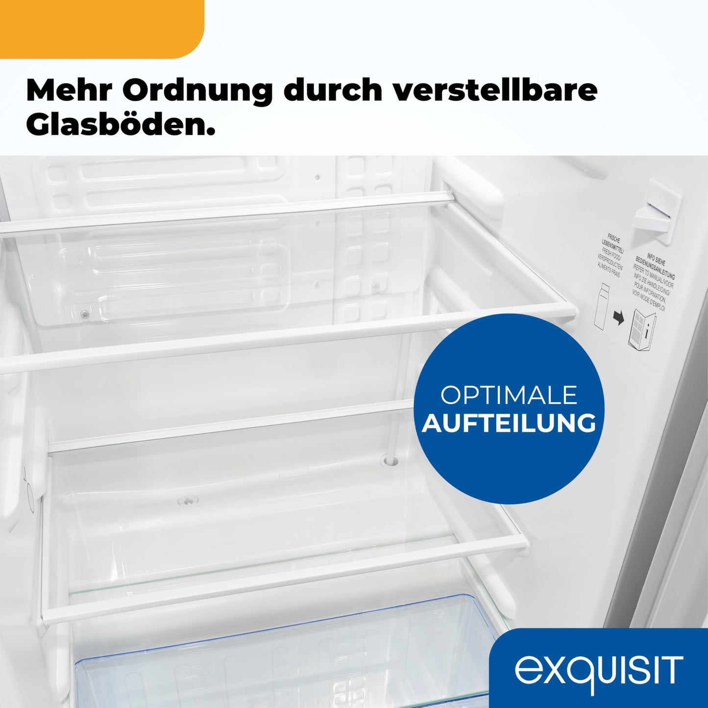 Exquisit KS585-V-091E Full-Room Refrigerator, 75 Litres, Freestanding, Small and Compact, 45 cm Wide, LED Interior Lighting