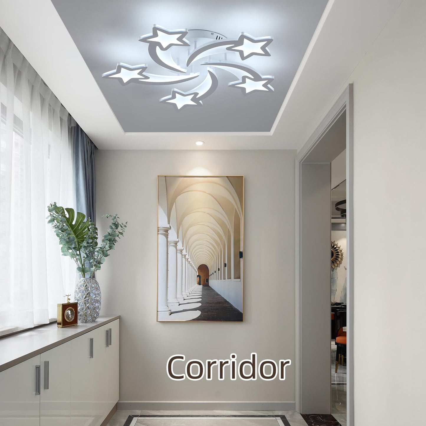 ZAITINZ Deckenlampe Led,5 blütenblätter Wohnzimmerlampe,Deckenleuchte Dimmbar mit fernbedienung,lampe wohnzimmer 50W,Moderne Deckenleuchten mit Memory Funktion,Led Deckenleuchte Schwarz 3000-6000K