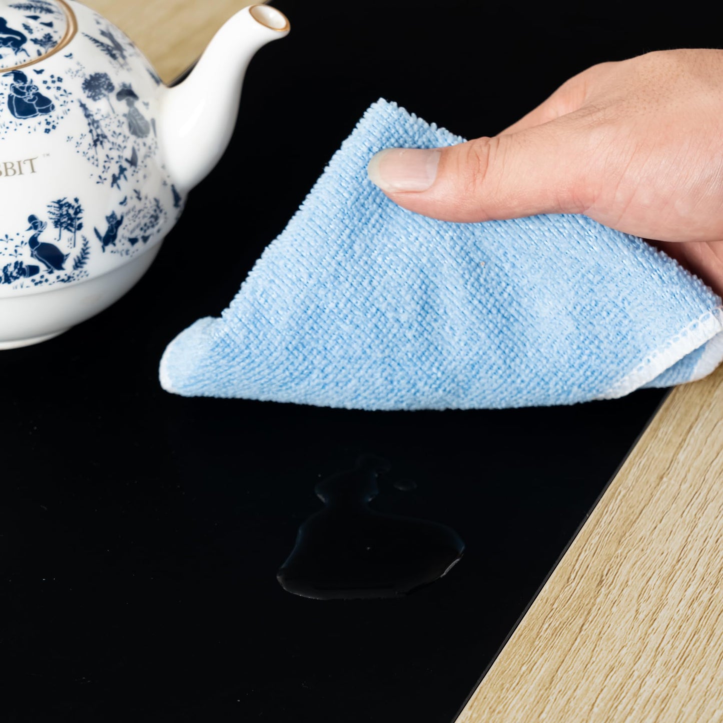 FURNITABLE Esstisch mit 6 Stühlen Esszimmergruppe, Essgruppe mit Hochlehner Kunstleder Stuhl für 6 Personen, Sitzgruppe für Küche Wohnzimmer(160cm Eiche-Weiß Tischbein Tisch+6 Schwarz Stühle)