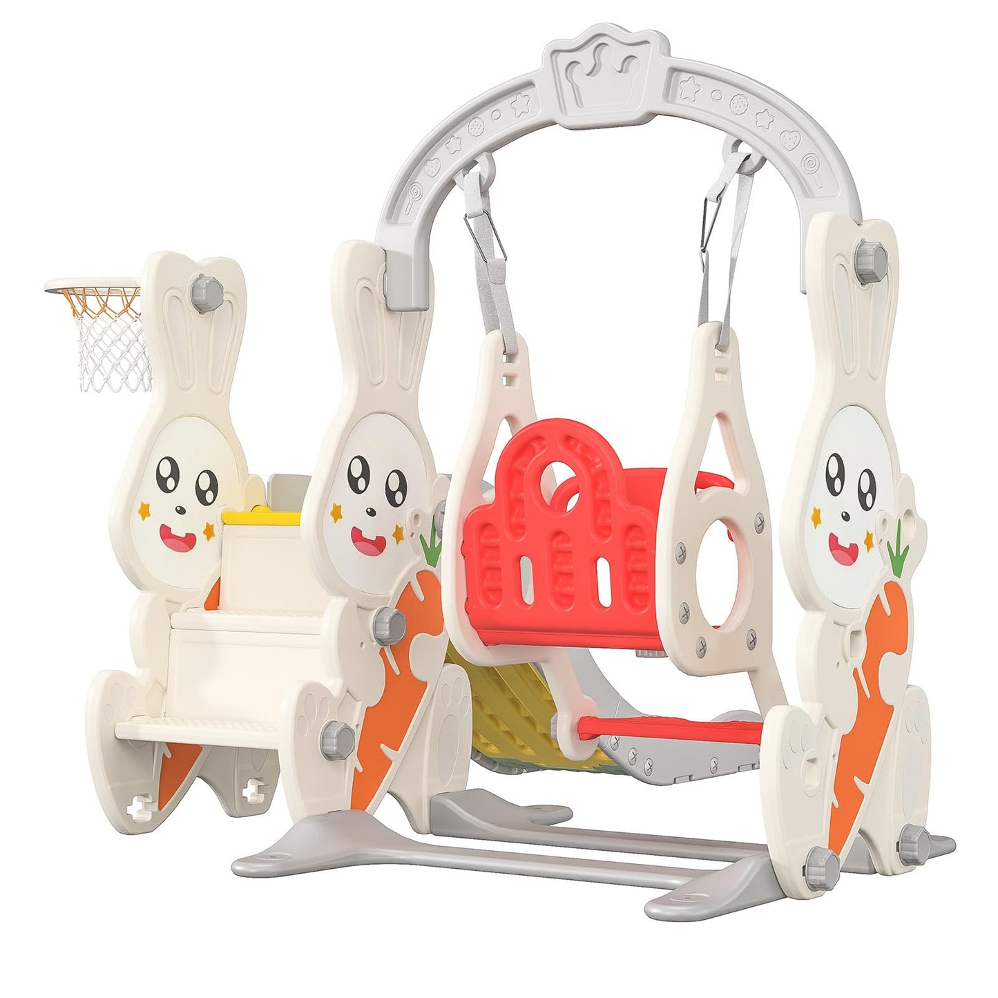 DADEA 6 in 1 Kinderrutsche mit Korb, Rutsche und Schaukel für Kinder im Freien Grün, 150 × 150 × 115 cm, Babyschaukel und Rutsche für Kinder zu Hause Schaukel Kinderrutsche, Grün