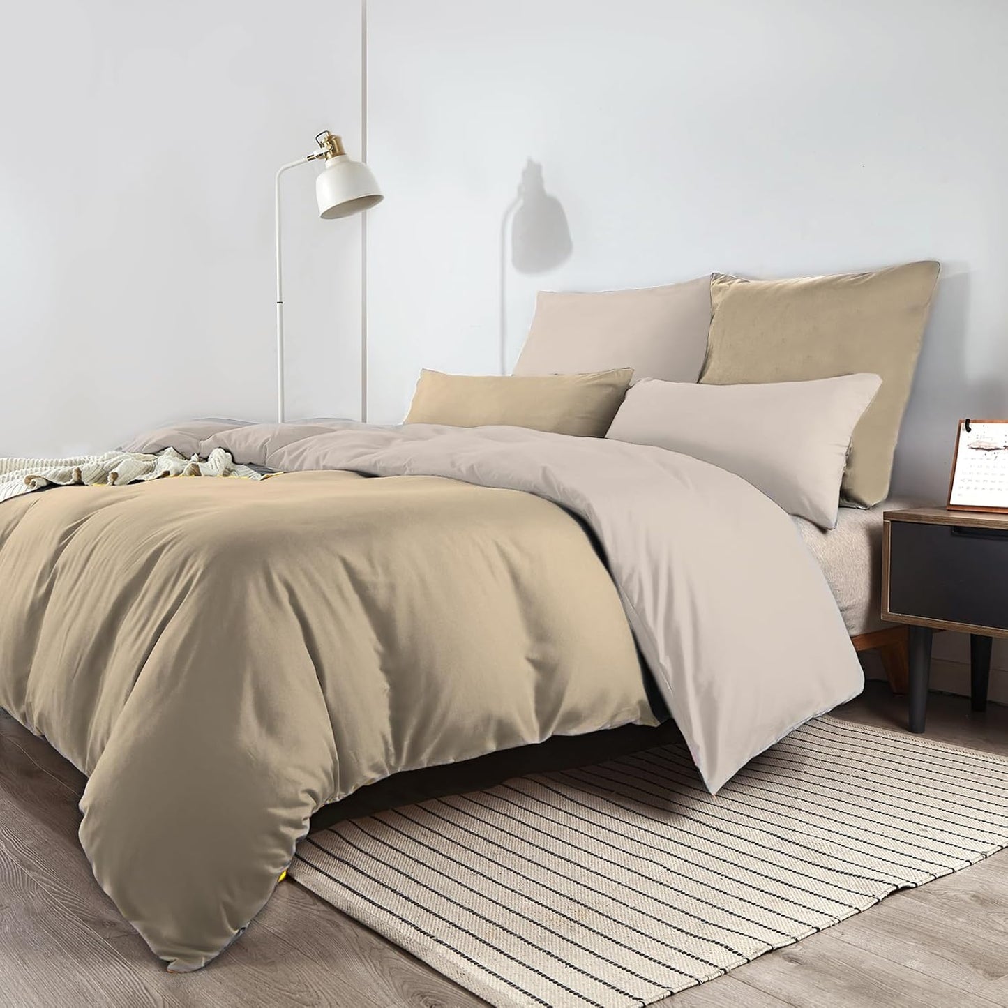 Soifox Bed Linen Set, Grey Anthracite, Microfibre, Non-Iron and Wrinkle-Free Duvet Cover 200 x 200 cm with Set of 2 Pillowcases 80 x 80 cm, Bed Linen with Zip