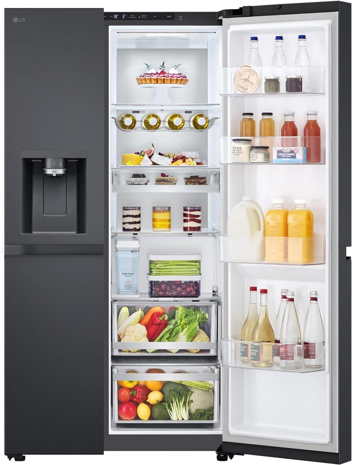 LG GSLC40PYPE Side-by-Side Kühlschrank ǀ Smart Inverter Compressor ǀ Eis- und Wasserspenderǀ Total No Frost Technologie ǀ EEK E ǀ 638 L
