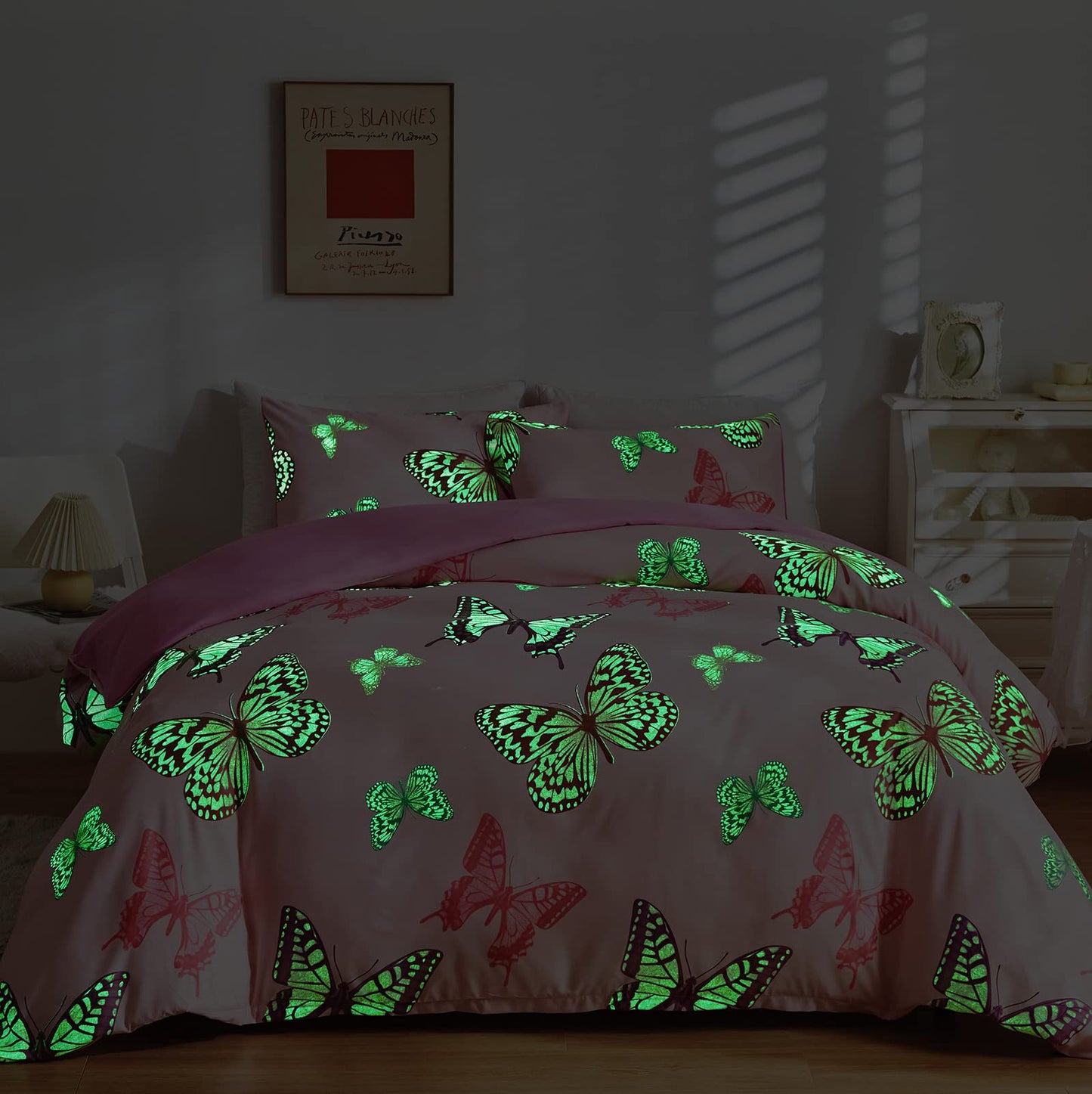 GETIYA Cartoon Hearts Bed Linen, 135 x 200 cm, Girls'/Women’s/Children’s Bed Linen, Pink Hearts Pattern, Duvet Cover, Microfibre, Duvet Cover, Light Pink, with Zip and Pillowcase, 80 x 80 cm