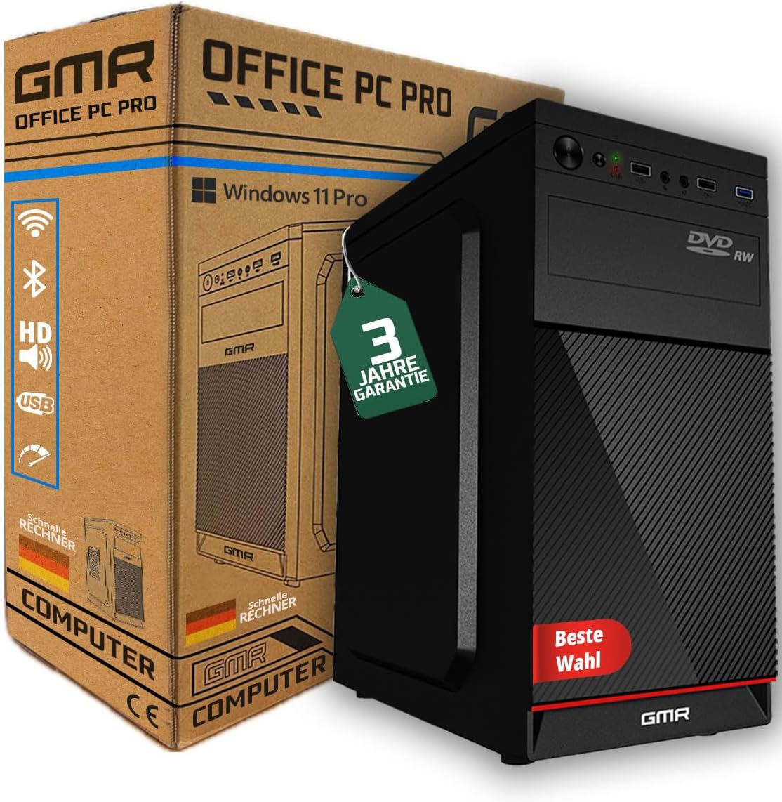 Intel i7 - Business Office Multimedia Computer | 32 GB RAM | 1000GB SSD | DVD ± RW | USB 3.0 | Windows 11 Prof. 64-Bit | Smart ID Card Reader 5-in-1 | WiFi 600 and Bluetooth 5