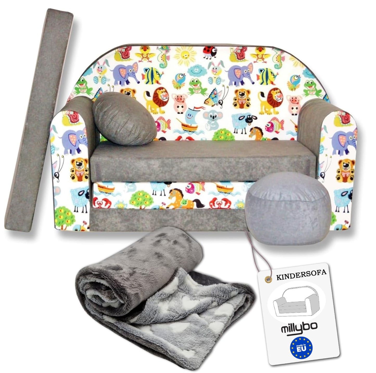 Children's Sofa with Sleep Function Foldable 3-in-1 Children's Sofa Play Sofa with Bed Function Girls Boys Bean Bag Mini Sofa Bed Children's Room Sleeping Chair (A39)