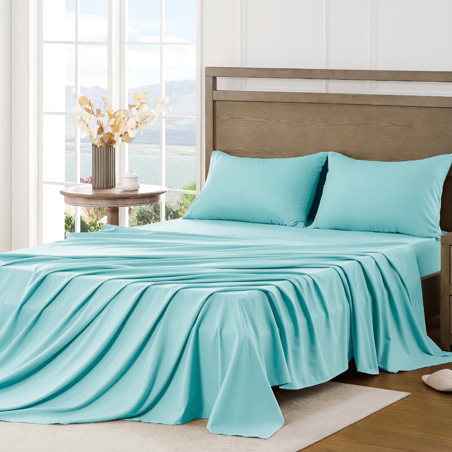 FreshCulture Queen Sheet Set - Ultra Soft Sheets for Queen Size Bed - Brushed Microfiber - Deep Pockets - Easy Care - Cooling & Breathable Sheets - 4 Pieces Hotel Luxury Queen Bed Sheets (White)