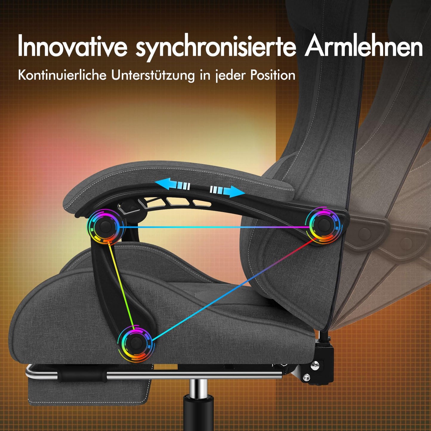 ALFORDSON Gaming-Stuhl mit Massage-Lendenwirbelkissen, ergonomischer Gamer-Racer-Stuhl mit Verstellbarer Rückenlehne, Drehstuhl mit Fußstütze, höhenverstellbar, Schwarz