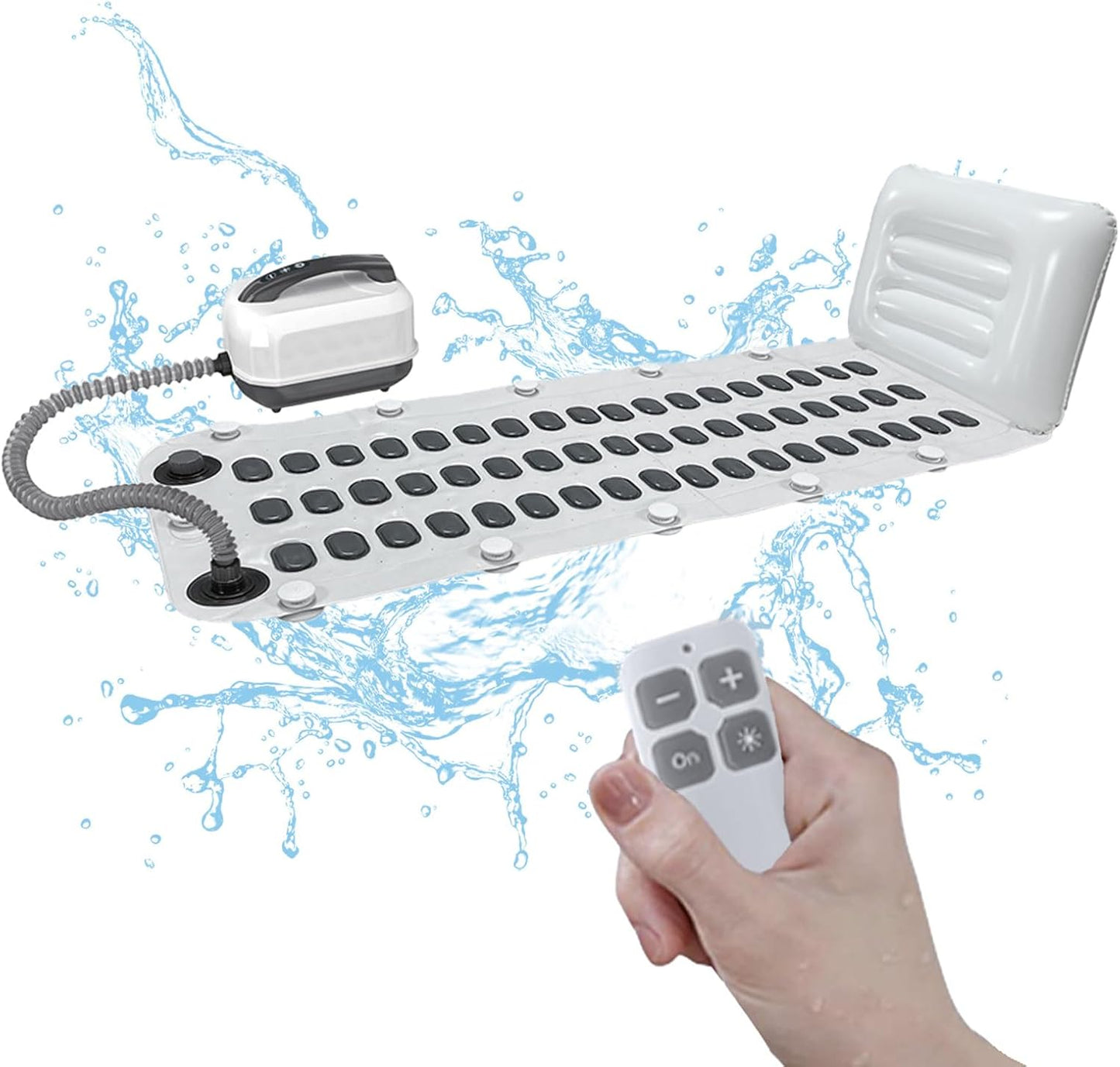 Bath Spa Mat, Bubble Bath Mat, Whirlpool Bath Mat with Cushion, Portable Bubble Bath Massager with 6 Speed Bubbles for Home Relaxation, Non-Slip Suction Cups