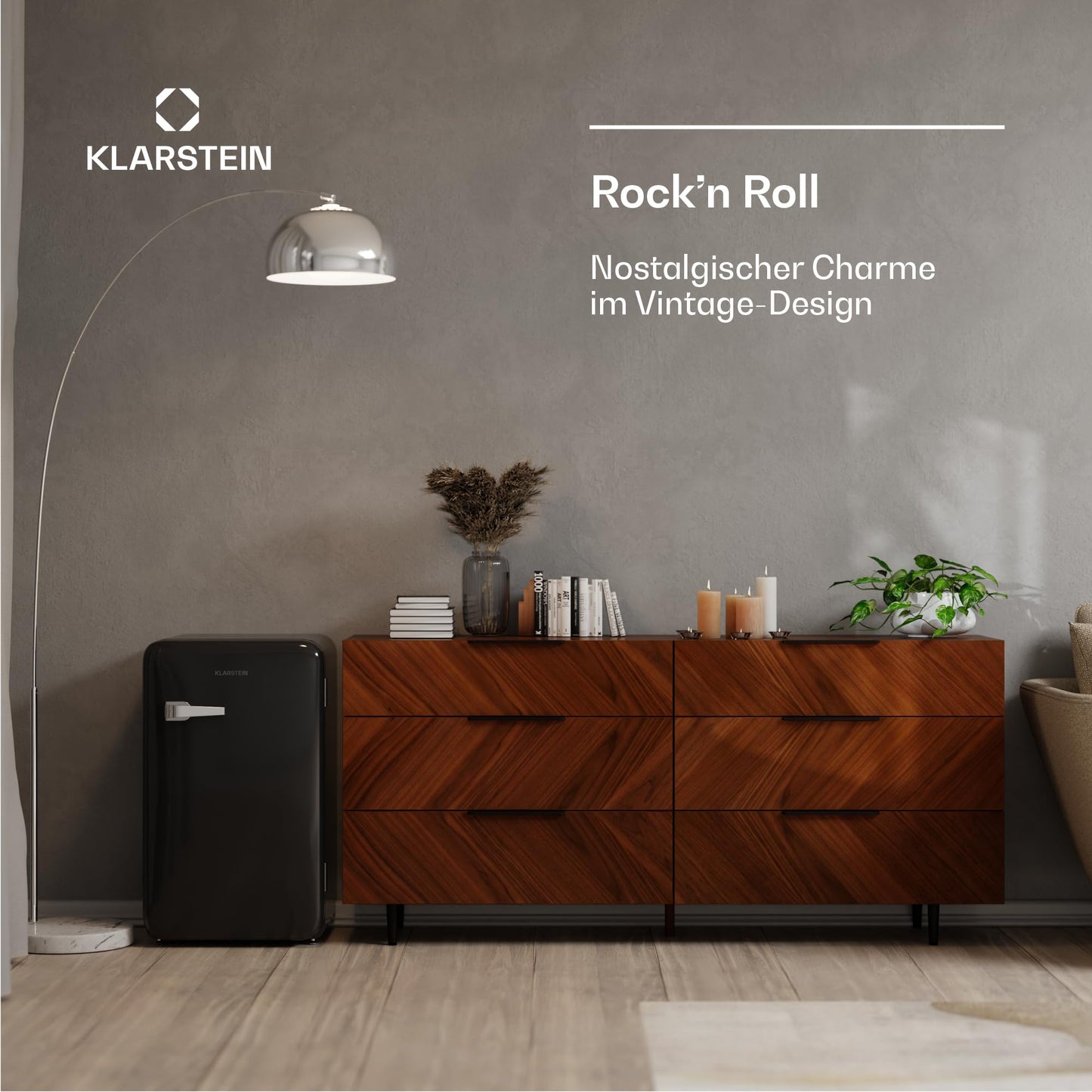 Klarstein Kühlschrank, Mini-Kühlschrank für Getränke, Kühlschrank Klein, Kleiner Kühlschrank Lautlos, Skincare Fridge, Vintage Design, Camping Kühlschrank, Minikühlschrank für Zimmer, 0-10°C, 70 L