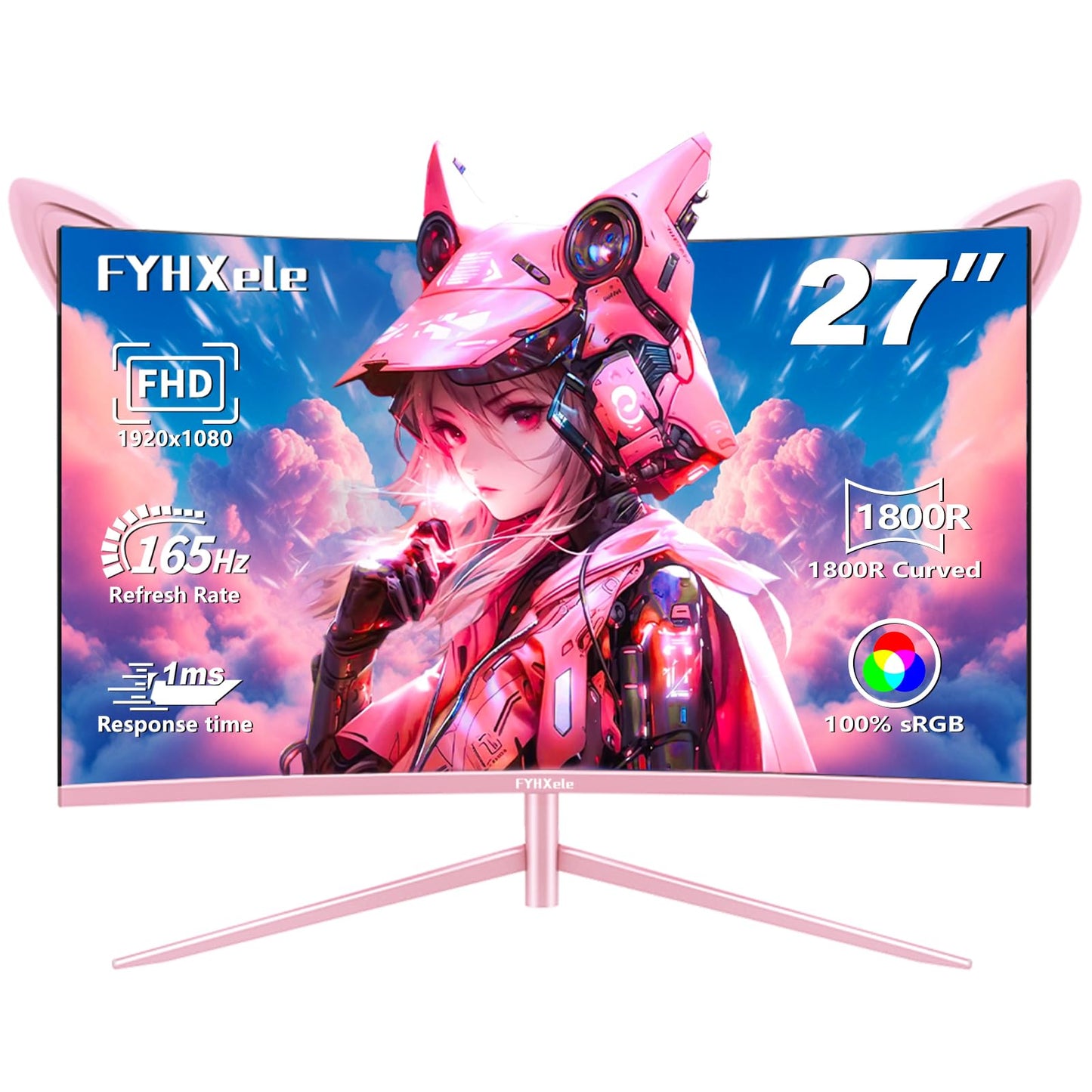 FYHXele Gaming Monitor 24 Inch 180Hz 1080P IPS 1ms MPRT PC Monitor Built-in Speaker Support 144hz/165hz/180hz Freesync Premium Display Eye Care DisplayPort1.4 HDMI2.1 VESA