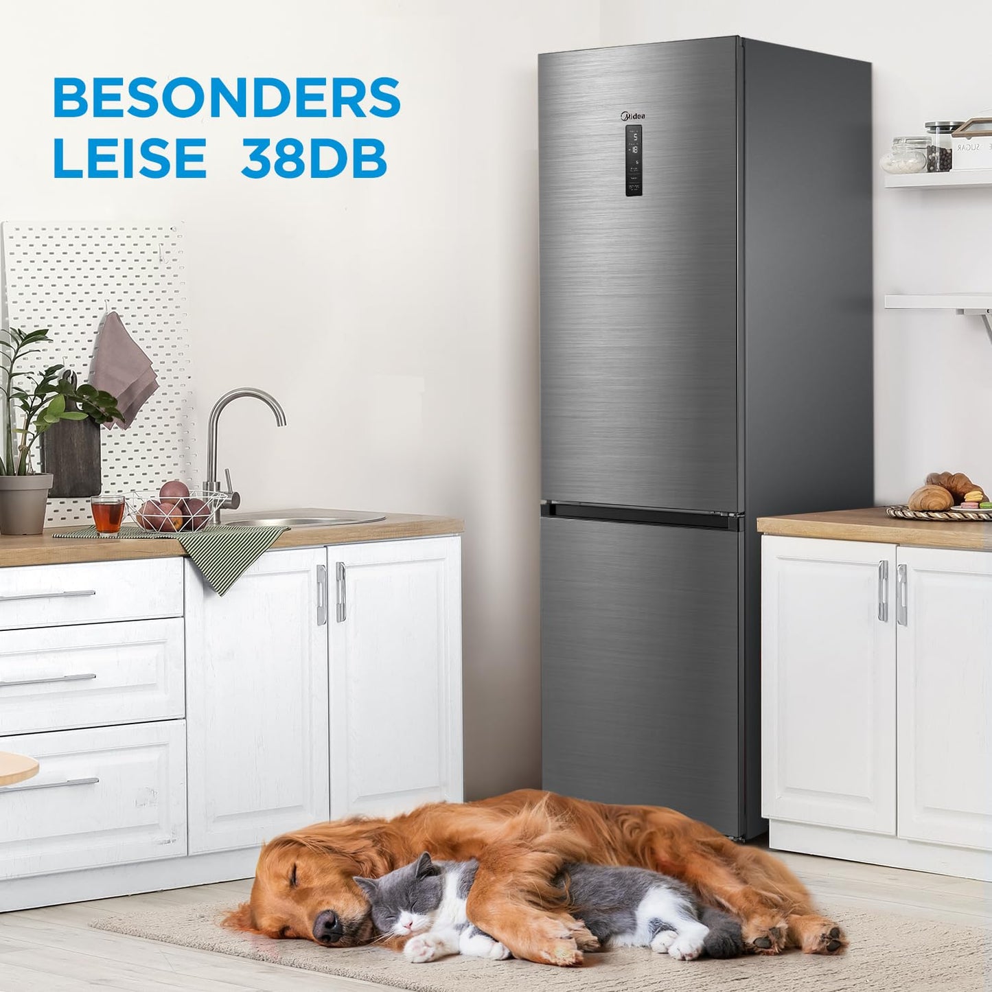 Midea MERB276FGE02A Kühl-/Gefrierkombination/180 cm Höhe/NoFrost/Doppelte Steuerung/Super-Kühlfunktion/219 kWh/Jahr/199L Kühlteil/71L Gefrierteil