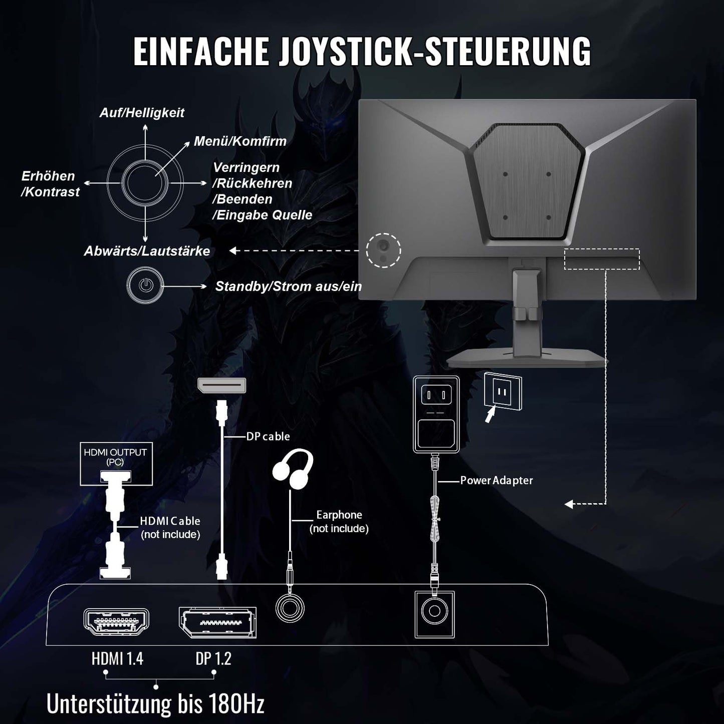 Minifire MFG32C3Q Gaming Curved Monitor 32 Inch 180Hz, 2K WQHD (2560 x 1440), 1500R, 1ms (MPRT), AMD FreeSync, sRGB 125%, VESA, 2xHDMI 2.0 / 2xDP (180Hz), Eye Care