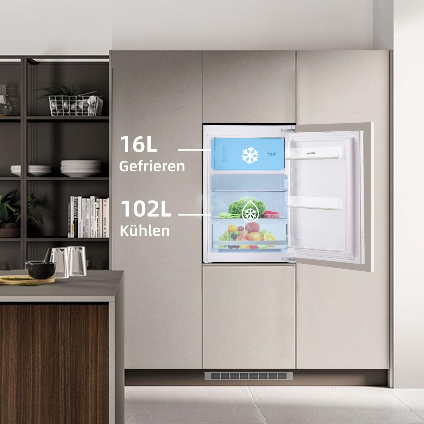 magictec Einbaukühlschrank mit Gefrierfach | 177 cm | 248L (186L/62L) | No Frost | Kühl-Gefrierkombination mit austauschbaren Türscharnieren | Inverterkompressor | Schnellkühlung | Geräuscharm