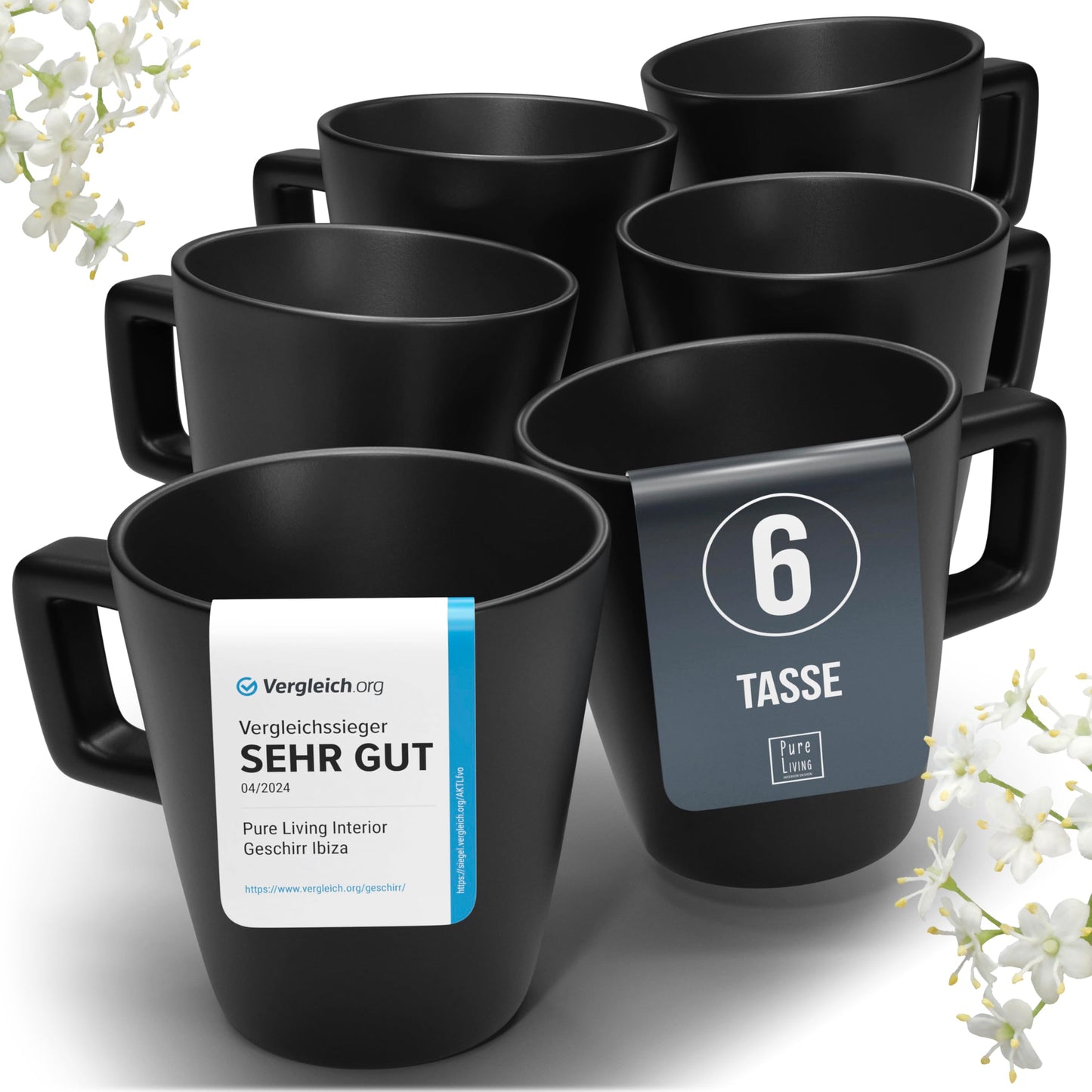 Steingut Geschirrset 6 Personen Manhattan 24 tlg. TESTSIEGER, Cooles Urbanes Steingut Geschirr Set, Schüssel- und Teller Set, Tafelservice 6 Personen, Geschirrsets Pure Living in matt Schwarz