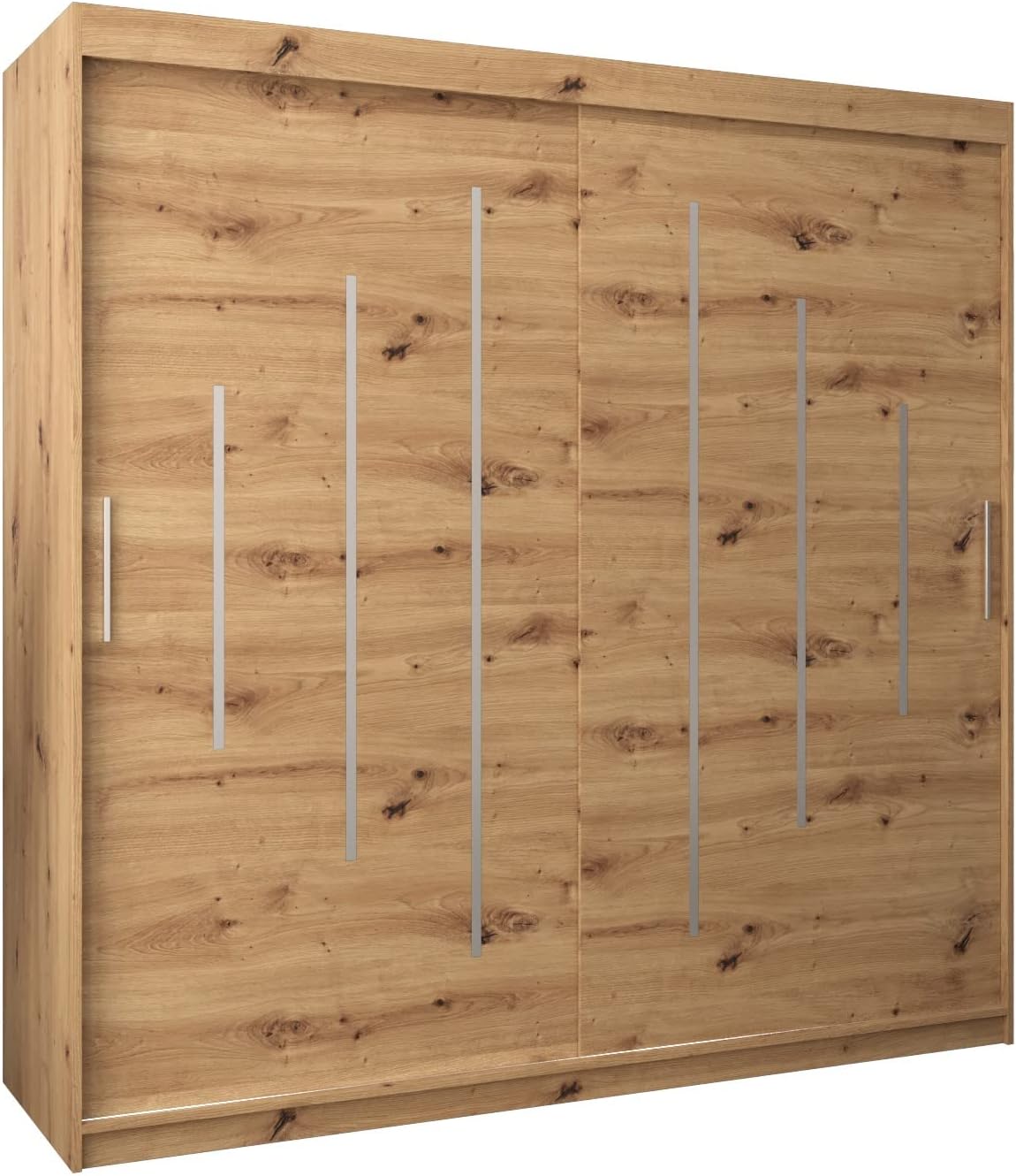 Kryspol Schwebetürenschrank York 250 cm Kleiderschrank mit Kleiderstange und Einlegeboden Schlafzimmer- Wohnzimmerschrank Schiebetüren Modern Design (Weiß)