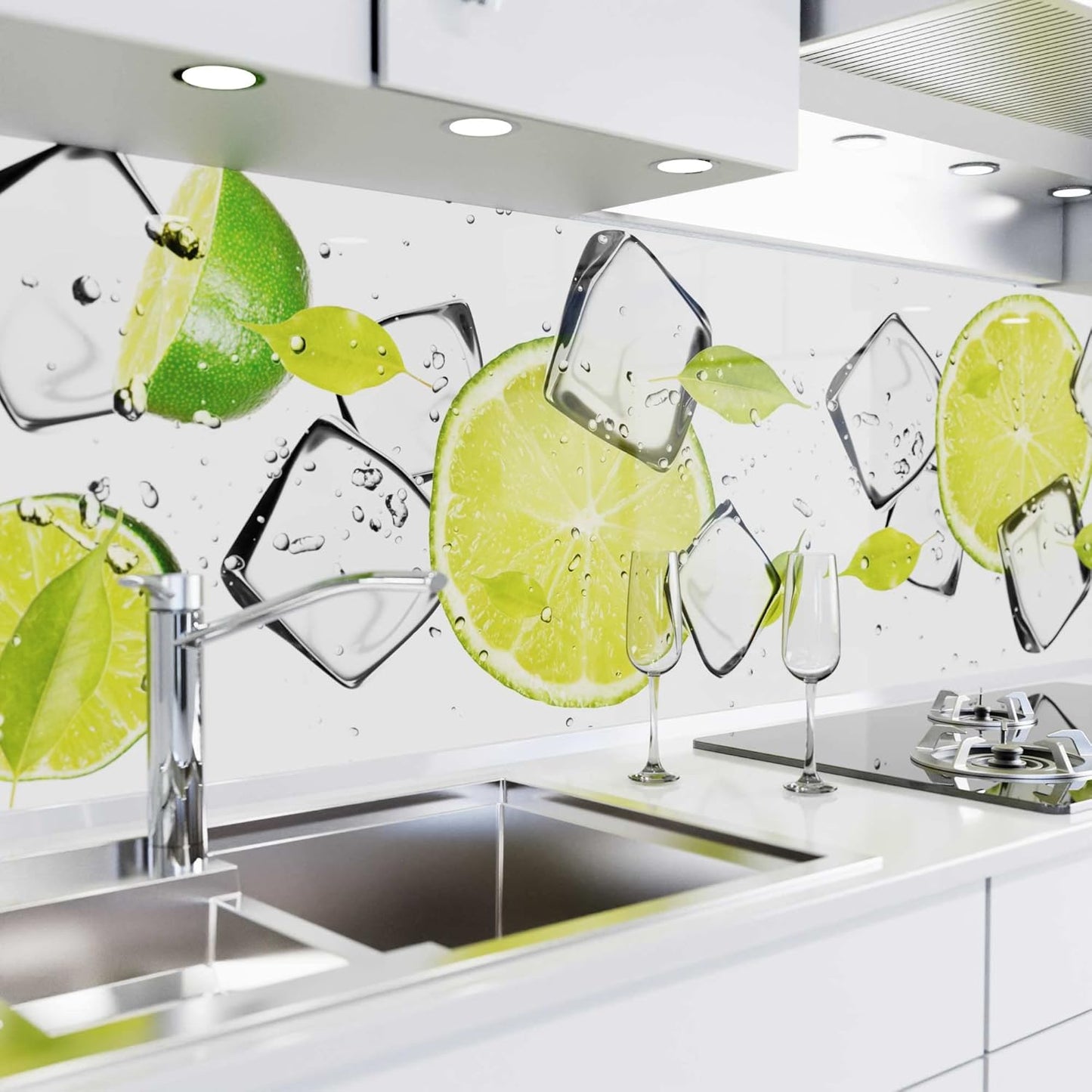 danario Küchenrückwand selbstklebend - Glasoptik - Spritzschutz Küche - versteifte PET Folie - 0,8 mm - Marmor schwarz - 60cm x 60cm