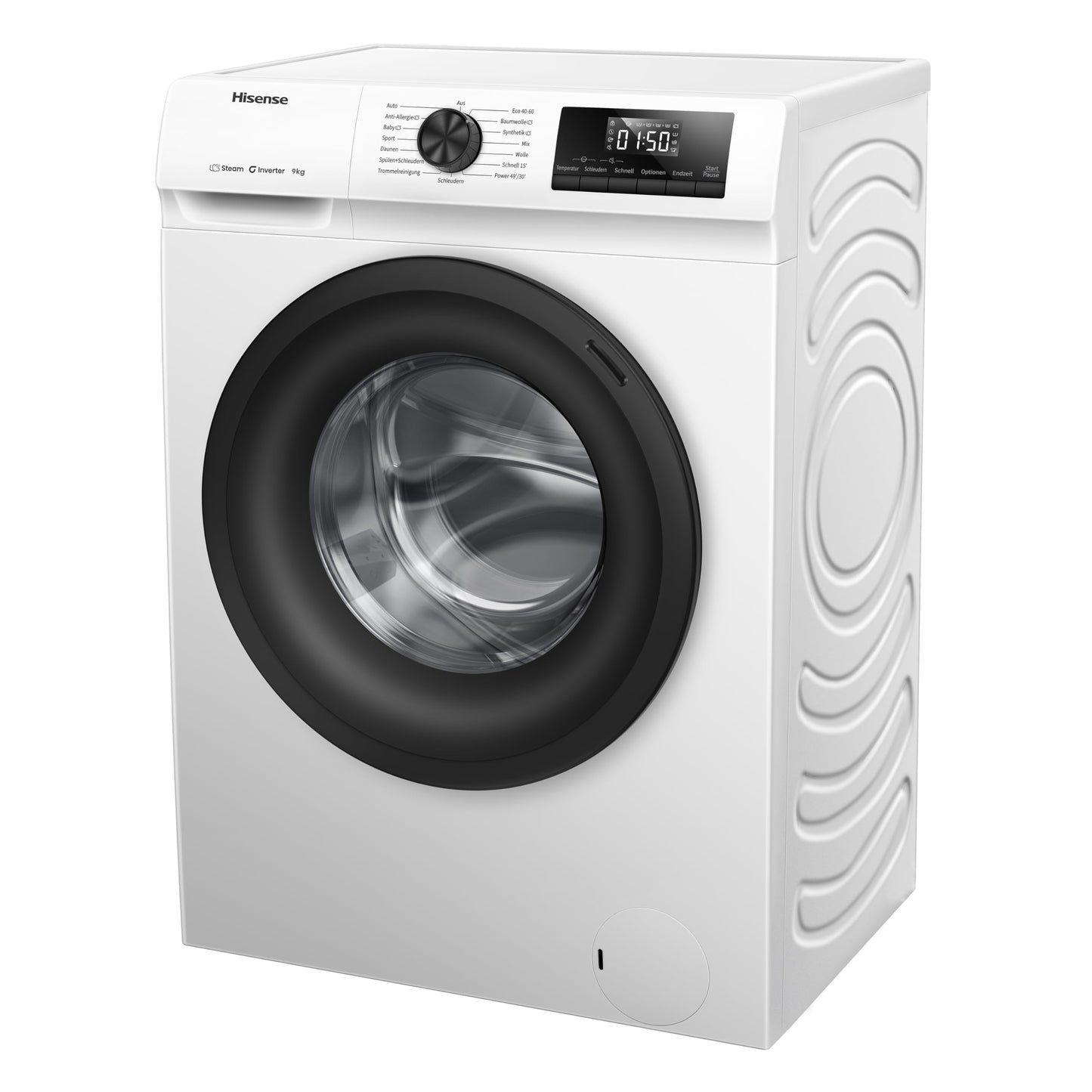 Hisense WF3S8043BB3 Waschmachine mit Dampffunkunktion, 8 kg, 1400 U,min, WIFI, ConnectLife, Power JetWash, Anti-Allergie Programm, Aqua Stop, Auto Wash, Quick Wash, EEK A-30 Prozent