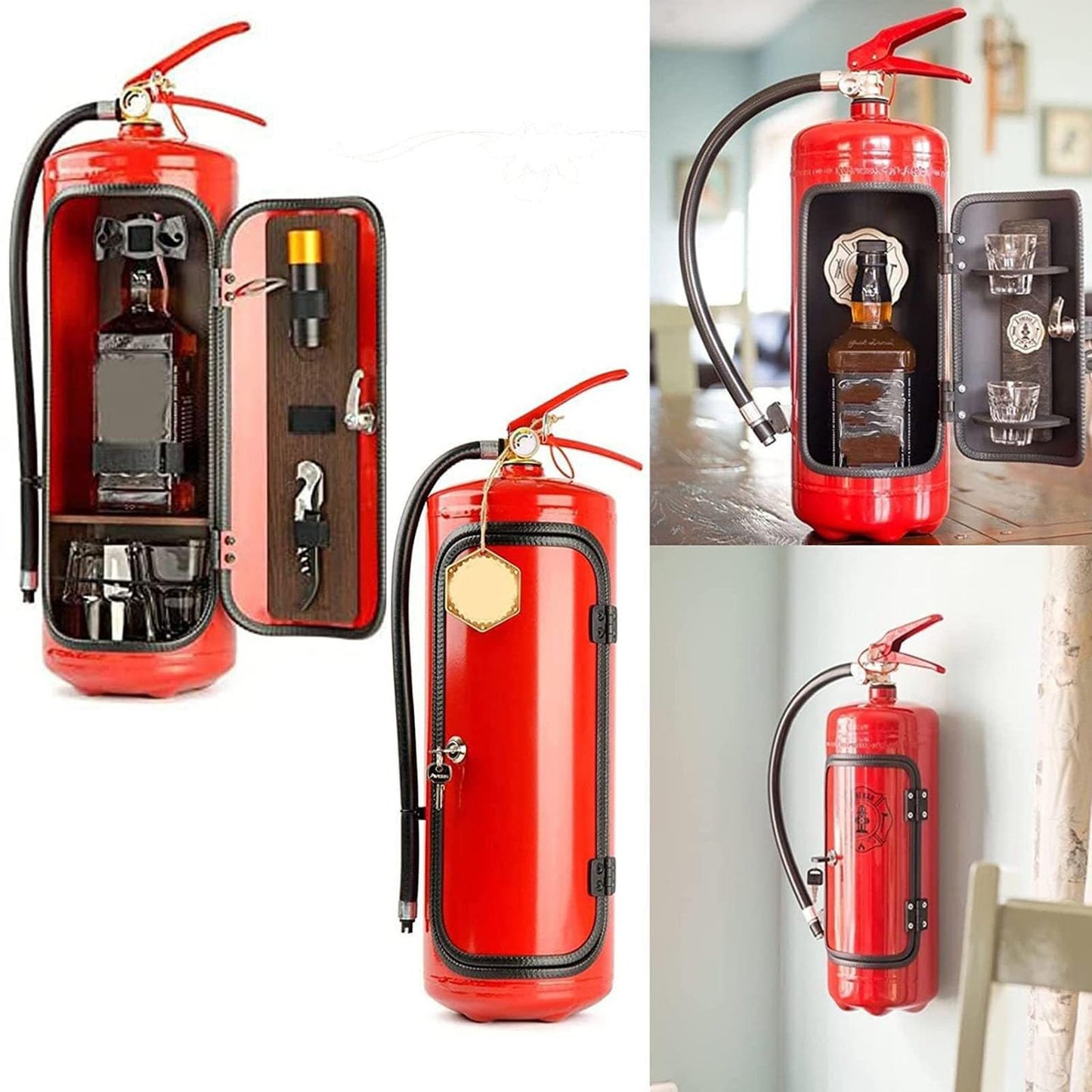 JTBDWOSK Storage Box for Fire Extinguisher, Mini Bar, Portable Storage Box for Spirits and Glasses, Wine Cooler, Ornaments, Gifts for Men, 33 cm