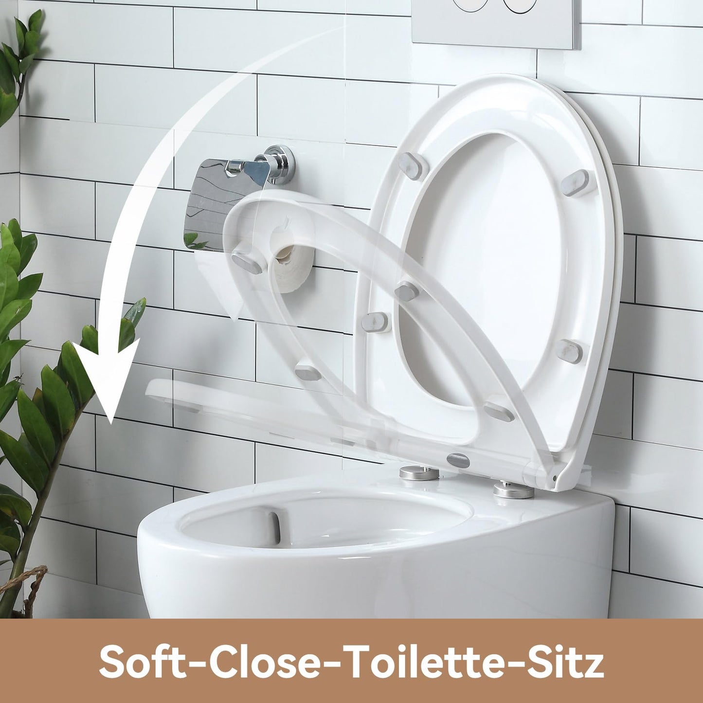 HOROW Wand WC Keramik Hänge WC Set Toiletten mit abnehmbaren Deckel sitz mit Absenkautomatik Hängetoilette, D-Form, kompakte Design Toilette Gästebad