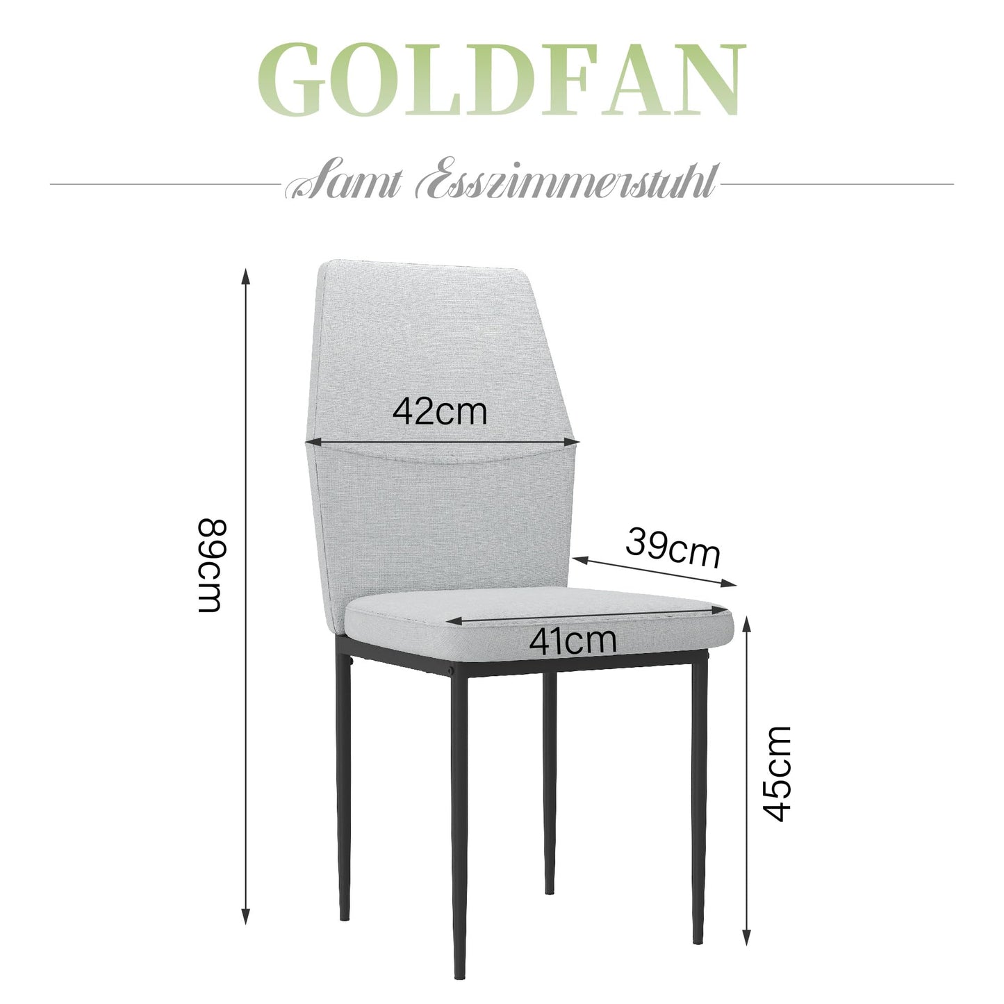 GOLDFAN Glas Esstisch Set 4 Stühle Rechteckiger Esstisch und Rückenlehne Esszimmerstuhl für Küche Wohnzimmer Büro, Grau