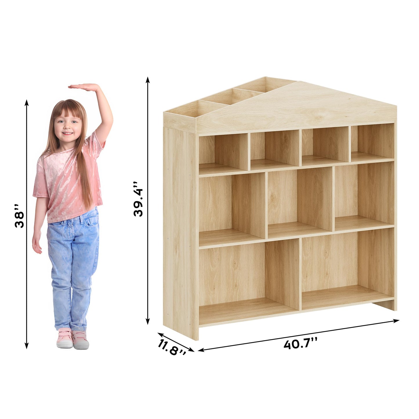 Garvee Kinder Bücherregal mit Lese Breite Kinder Bücherregal 6-Cubby Spielzeug Aufbewahrung Organizer Sitzkissen Holz Aufbewahrungsbank Spielhaus Schrank Kinderzimmer, Spielzimmer Weiß 121x30x107cm
