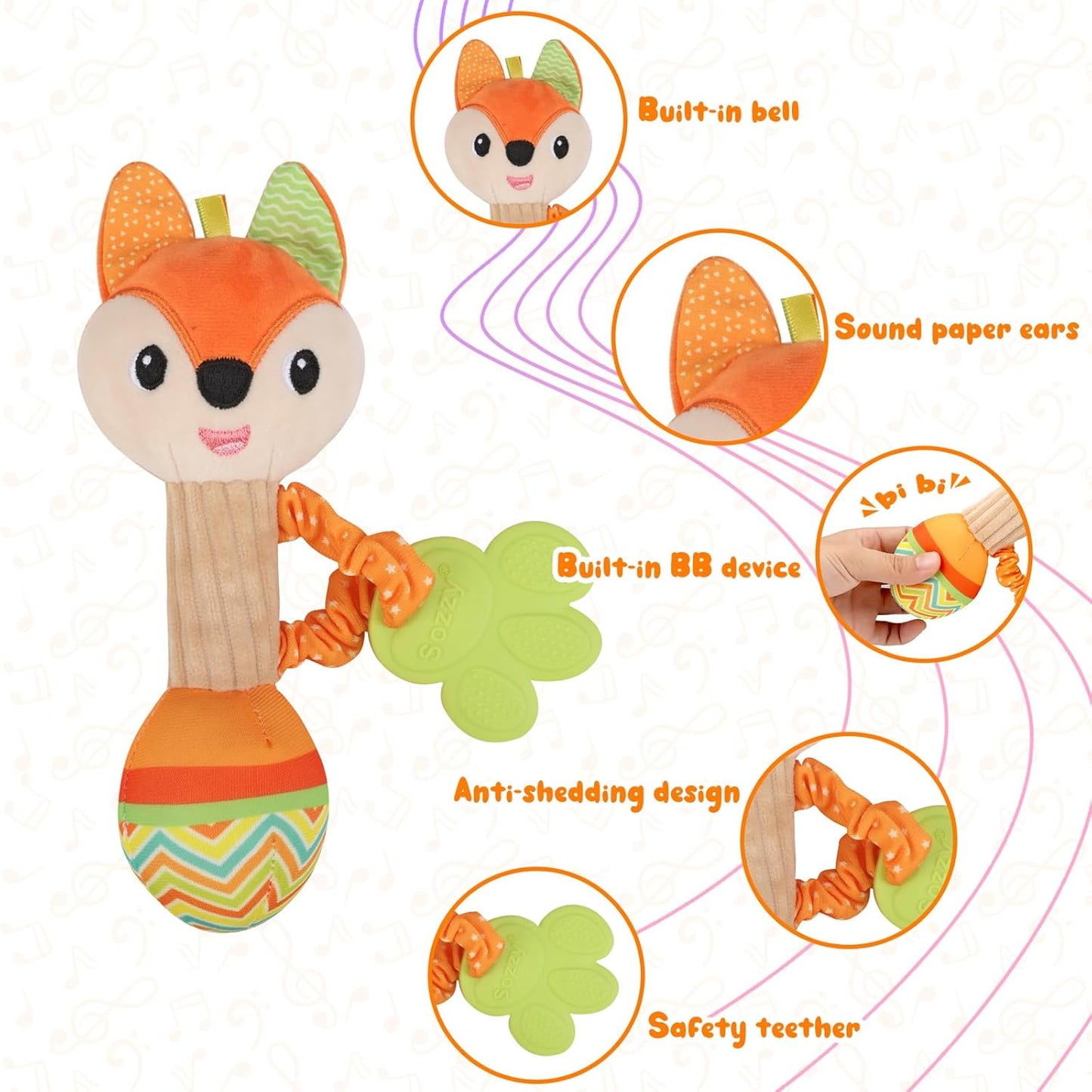 Venditer Pack of 2 Baby Rattle 0-6 Months, Grasping Toy Baby Baby Rattle Baby Toy for Toddlers 0-12 3 6 Months Boys Girls Gift