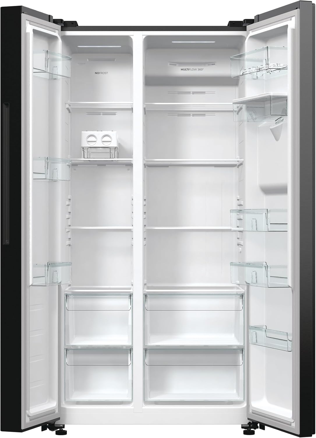 Gorenje NRR 9185 EABXLWD Side by Side Kühl-Gefrierkombination, Made in Europe, EEK E, NoFrostPlus, Inverter-Kompressor, Crisp Zone, ConvertActive Zone, FastFreeze, 178,6 cm, schwarz