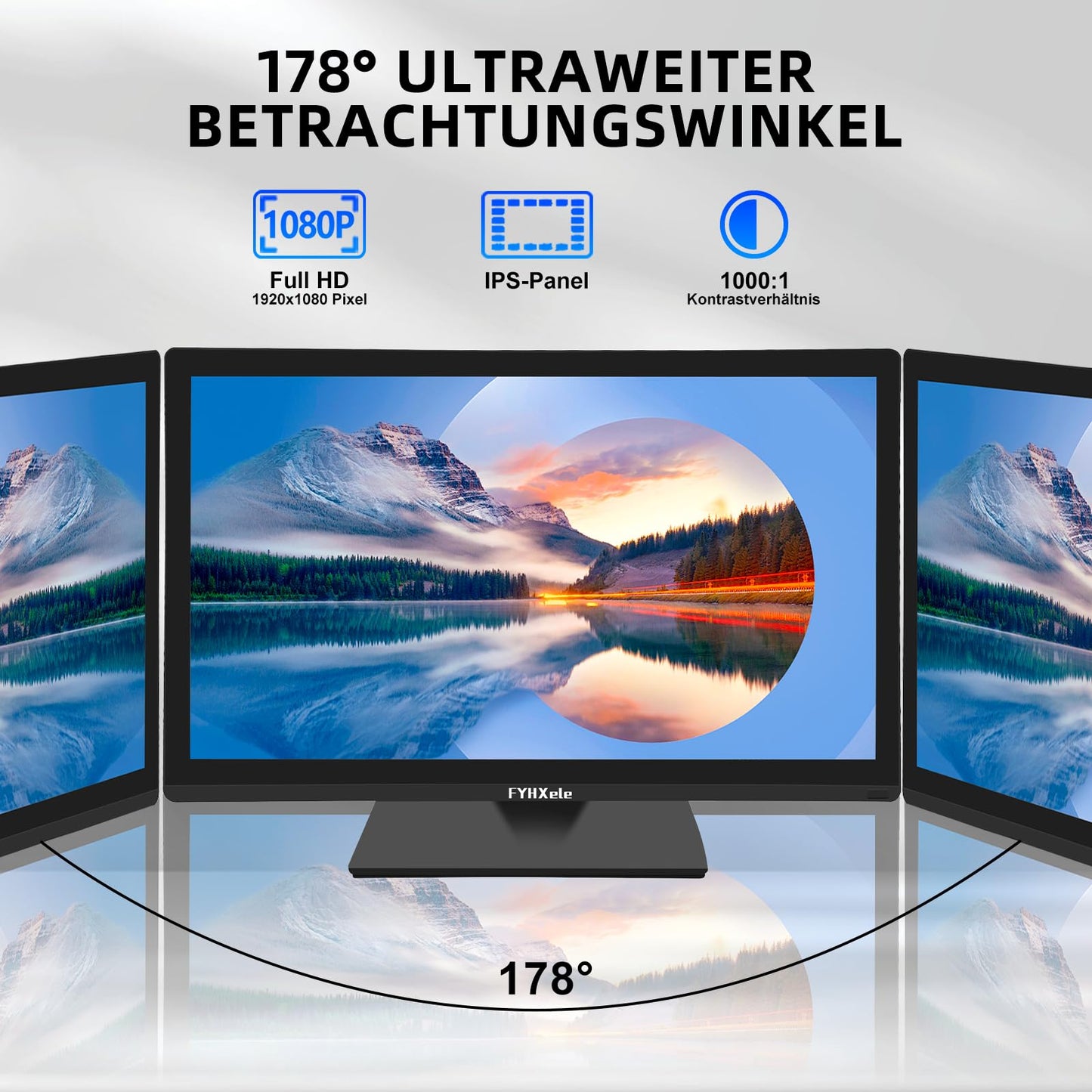 FYHXele Gaming Monitor 24 Inch 180Hz 1080P IPS 1ms MPRT PC Monitor Built-in Speaker Support 144hz/165hz/180hz Freesync Premium Display Eye Care DisplayPort1.4 HDMI2.1 VESA
