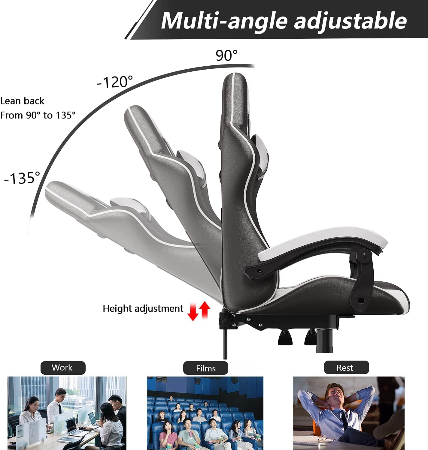 Racingreat Gaming Stuhl, Gamer Stühle, Ergonomisch Gaming Chair, Rückenlehne Einstellbar Pc-Stuhl, 360° Drehbar Gaming Sessel, Atmungsaktiver Bürostuhl für Jugendliche Jungen Mädchen Erwachsene Rosa