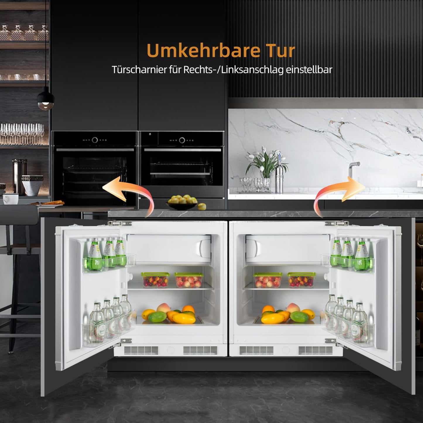 magictec Einbaukühlschrank mit Gefrierfach | 177 cm | 248L (186L/62L) | No Frost | Kühl-Gefrierkombination mit austauschbaren Türscharnieren | Inverterkompressor | Schnellkühlung | Geräuscharm