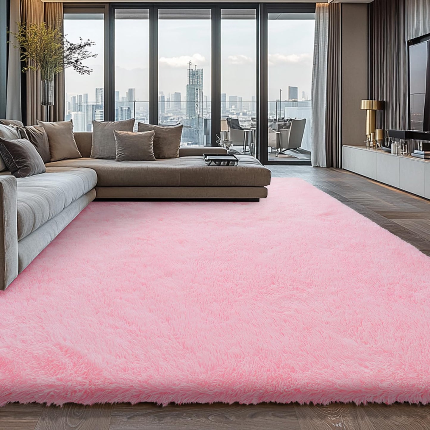 Shag Area Rugs for Bedroom Living Room,4X6 Ultra Soft Fluffy Area Rugs for Dorm, Indoor Carpet Nursery Rugs for Kids Room Home Decor,Tie-Dye Grey