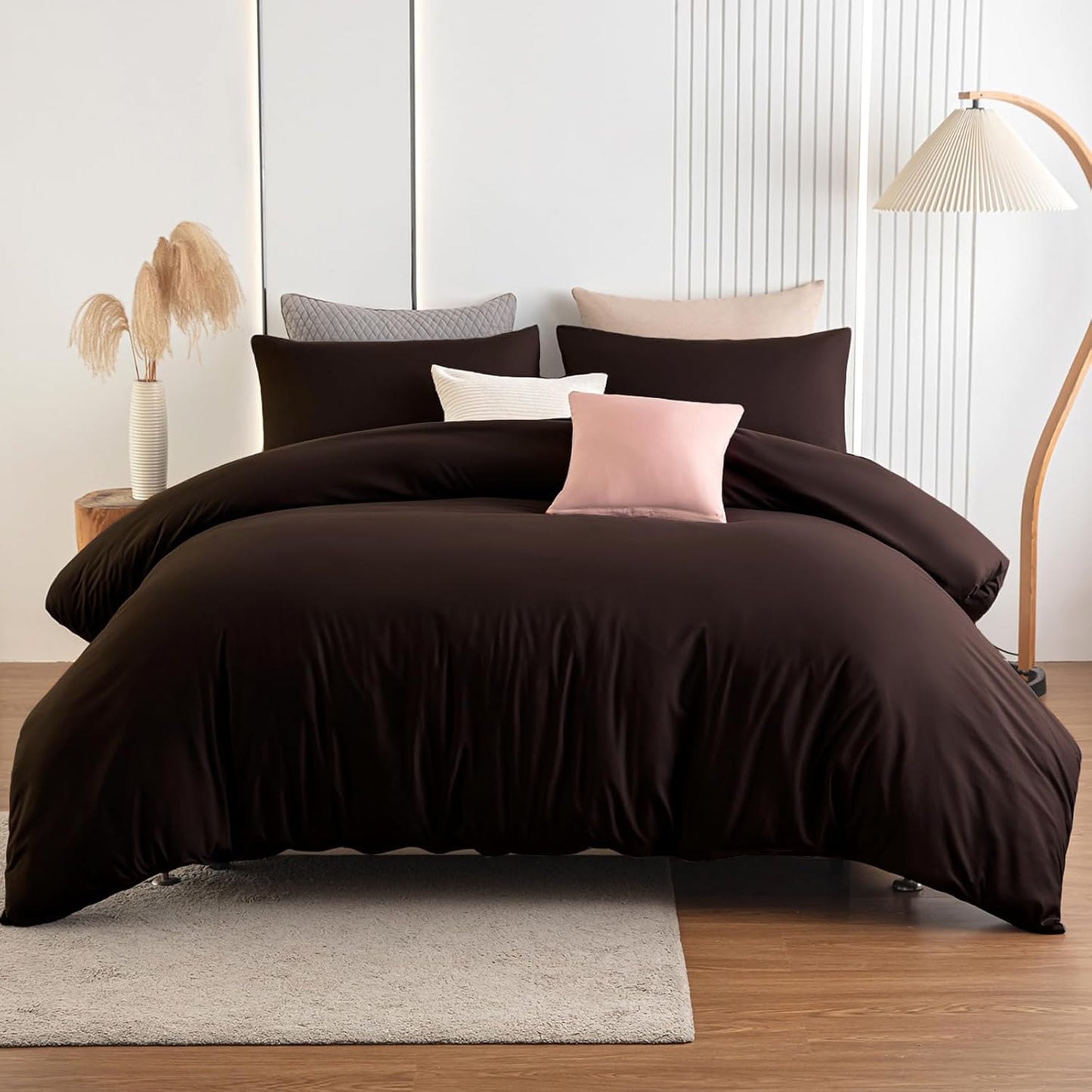 Soifox Bed Linen Set, Grey Anthracite, Microfibre, Non-Iron and Wrinkle-Free Duvet Cover 200 x 200 cm with Set of 2 Pillowcases 80 x 80 cm, Bed Linen with Zip