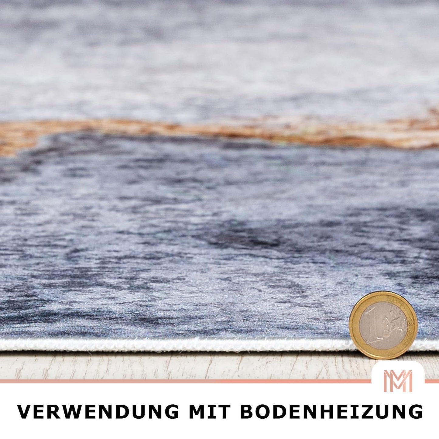 Mazovia Modern Teppich - Kurzflor Waschbar - Weich Teppich für Wohnzimmer, Schlafzimmer, Esszimmer – Teppiche Marmor Abstrakt Muster - Schwarz Gold 160 x 230 cm