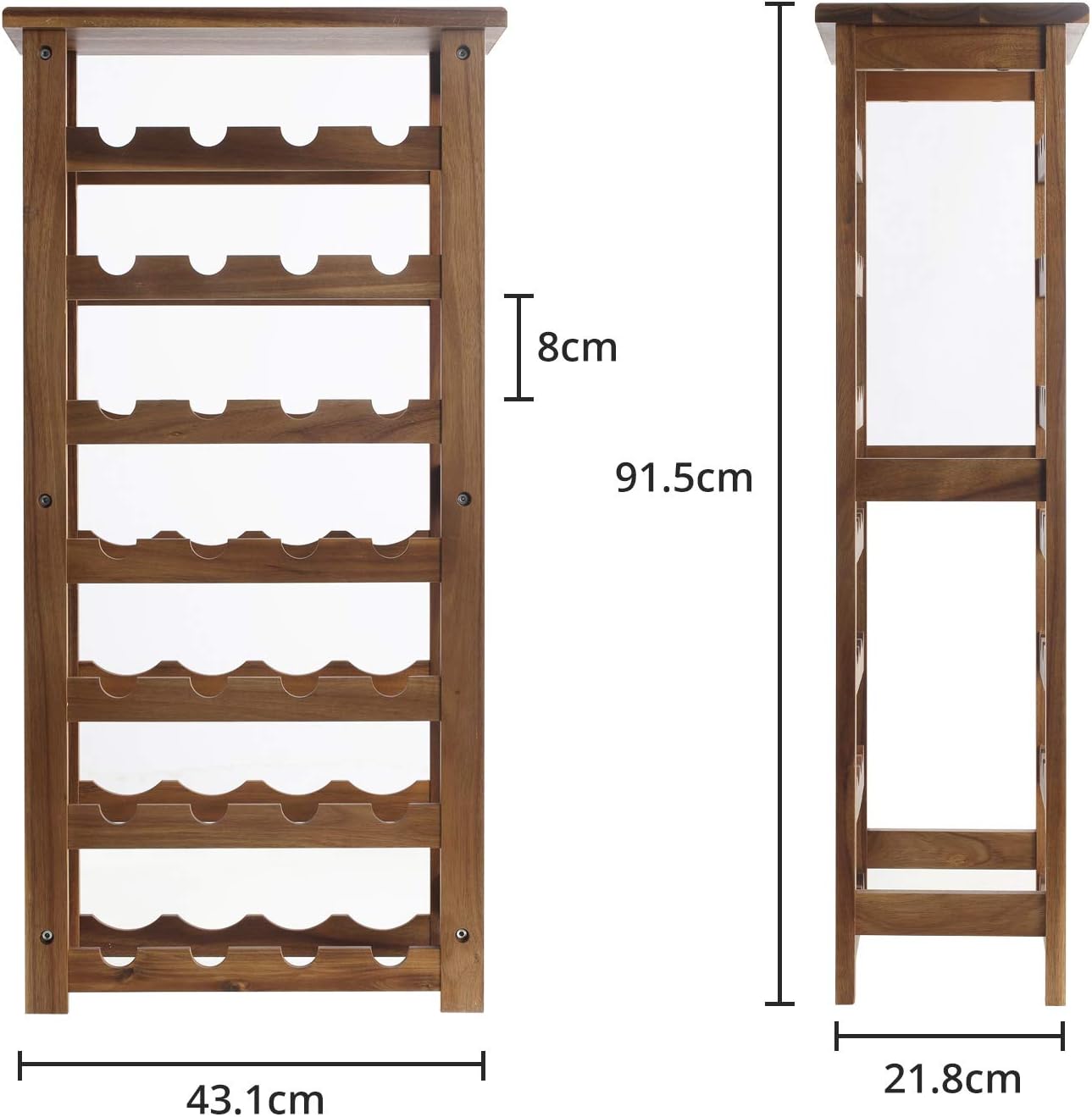 Acacia Wood Wine Rack for 28 Bottles Sturdy Lightweight Bottle Rack for Cellars, Catering and Storage Rooms, Modular Expandable Bottle and Wine Storage
