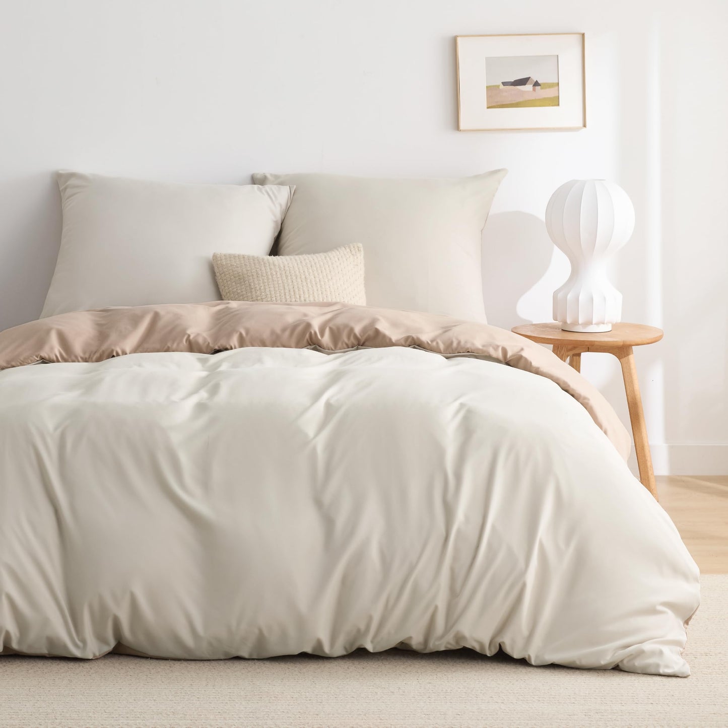 Bedsure Bed Linen 135 x 200 cm, 4-Piece Anthracite Bed Linen, 2 Duvet Covers 135 x 200 cm and 2 Pillowcases 80 x 80 cm, Oeko-Tex Bed Linen Sets, Polyester Microfibre with Zip