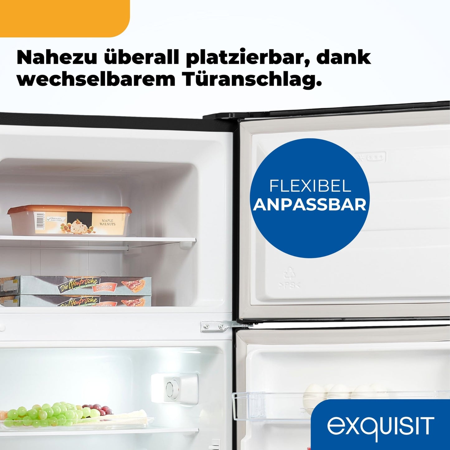 Exquisit KGC5270-45-040E Fridge-Freezer, 143 cm Height, Fridge Freezer, 4-Star Freezer, 206 Litres, Inoxlook