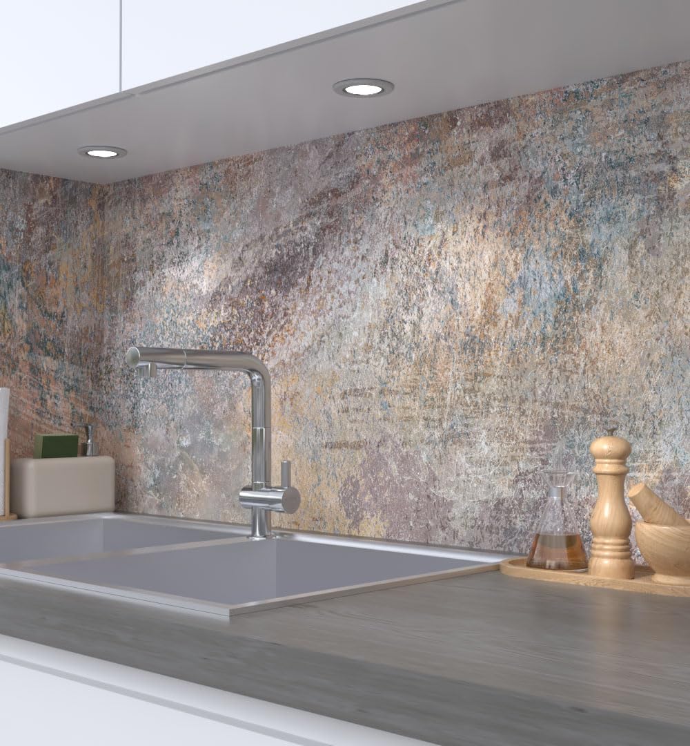 MyMaxxi Self-Adhesive Kitchen Splashback Film, Easy No-Drill Application, 0.4 mm Reinforced, Kitchen Splash Guard Adhesive Film, Wall Decoration, 220 x 60 cm (Height), Matte Finish, Natural Meadow,