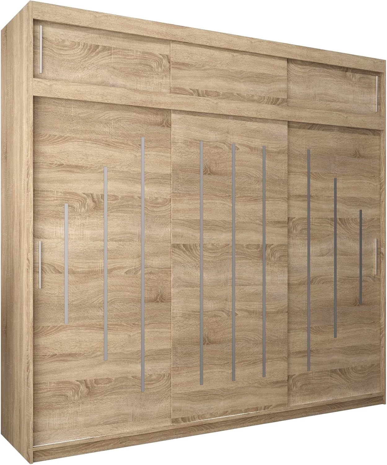 Kryspol Schwebetürenschrank York 250 cm Kleiderschrank mit Kleiderstange und Einlegeboden Schlafzimmer- Wohnzimmerschrank Schiebetüren Modern Design (Weiß)