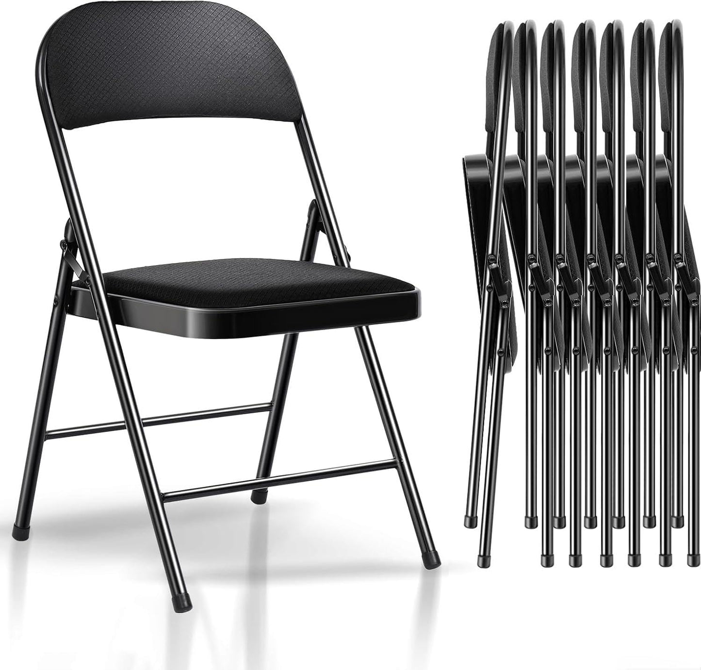 Asdsed Klappstuhl 4er Set, Klappstühle Gepolstert, Klappstuhl bis 158KG Gepolstert mit Starker Stahlrahmen, Faltbarer Klappstühle Platzsparender Schreibtischstuhl für Haus Büro Garten Balkon Party