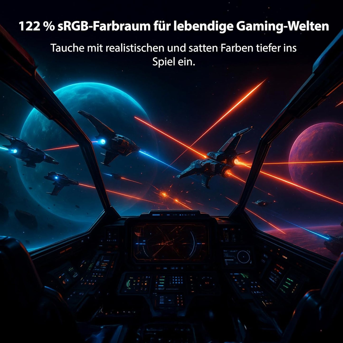 ODYS i27-Q-180-27 Inch Gaming Monitor (69 cm Screen, WQHD, 2,560 x 1,440 Pixels, 180 Hz, 1ms Response Time (MPRT), Fast IPS Panel, 120% sRGB, FreeSync, 2x HDMI, 2x Display Port)