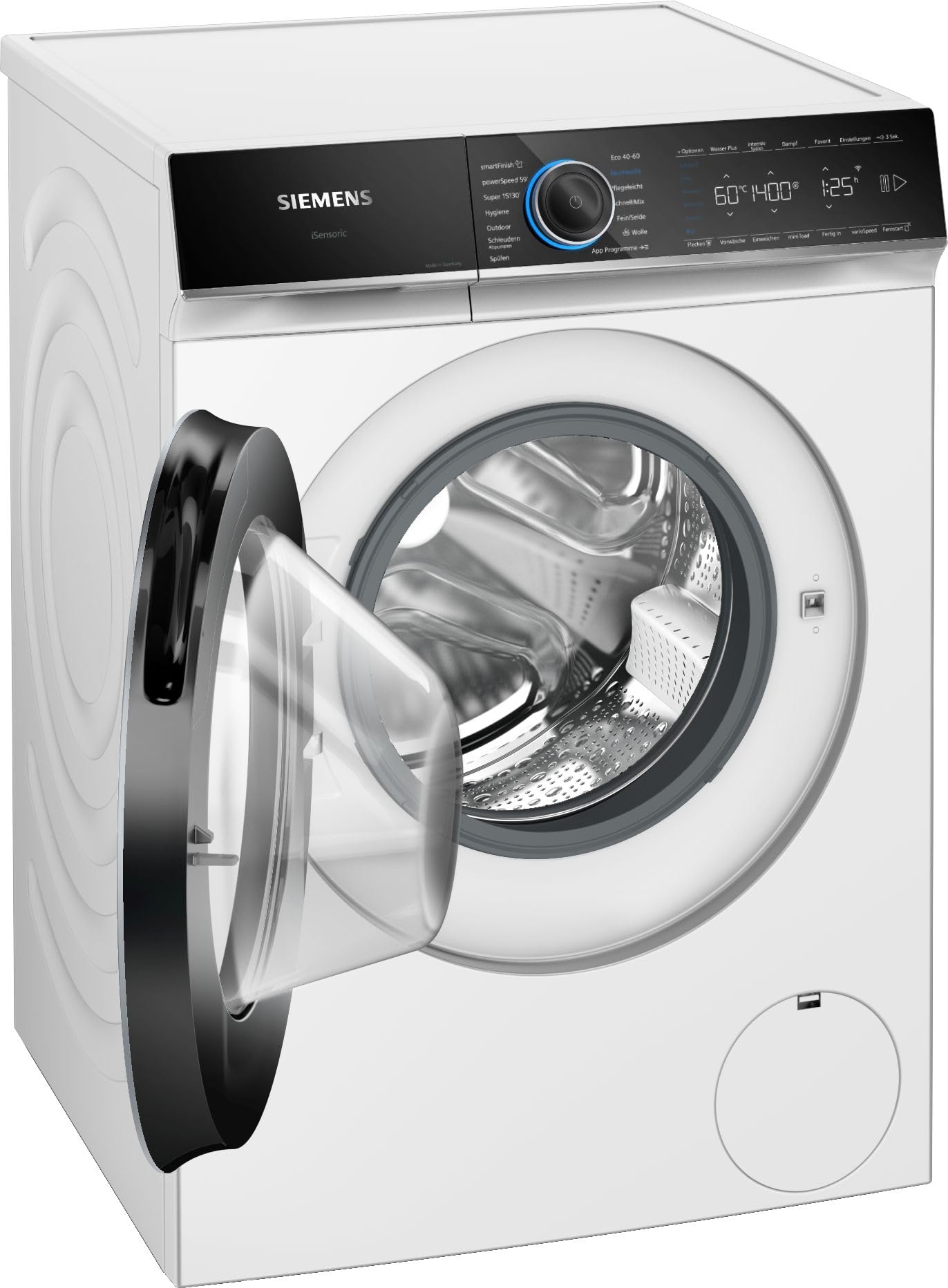 Siemens WM14N12A Waschmaschine iQ300, Frontlader mit 9kg Fassungsvermögen, 1400 UpM, speedPack L, smartFinish, Outdoor-Programm, LED-Display, Weiß, 60cm