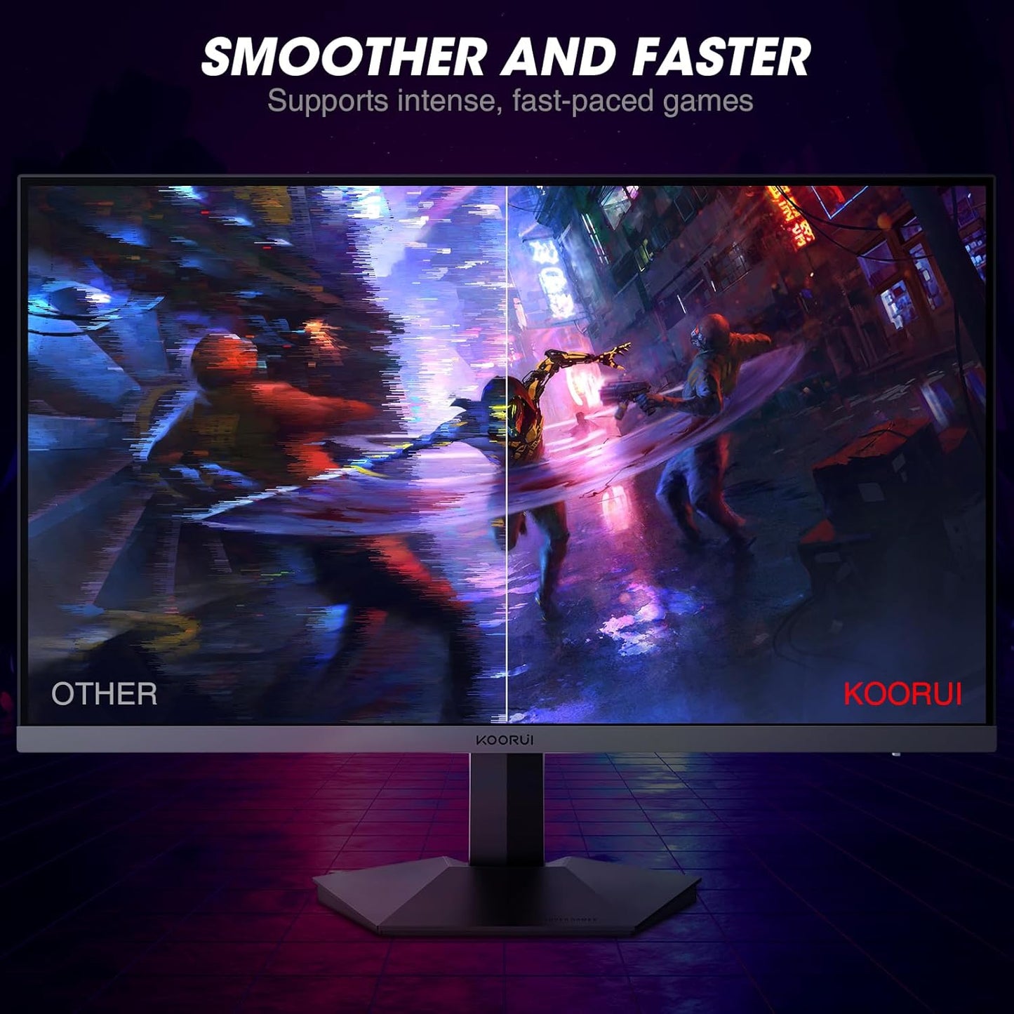 KOORUI Gaming Monitor 27 Zoll, PC Bildschirm 240Hz, FHD, 1ms, Adaptive Sync (1920 x 1080p, DCI-P3 90%, SRGB 100%, HDMI, DisplayPort, VESA 75x75)
