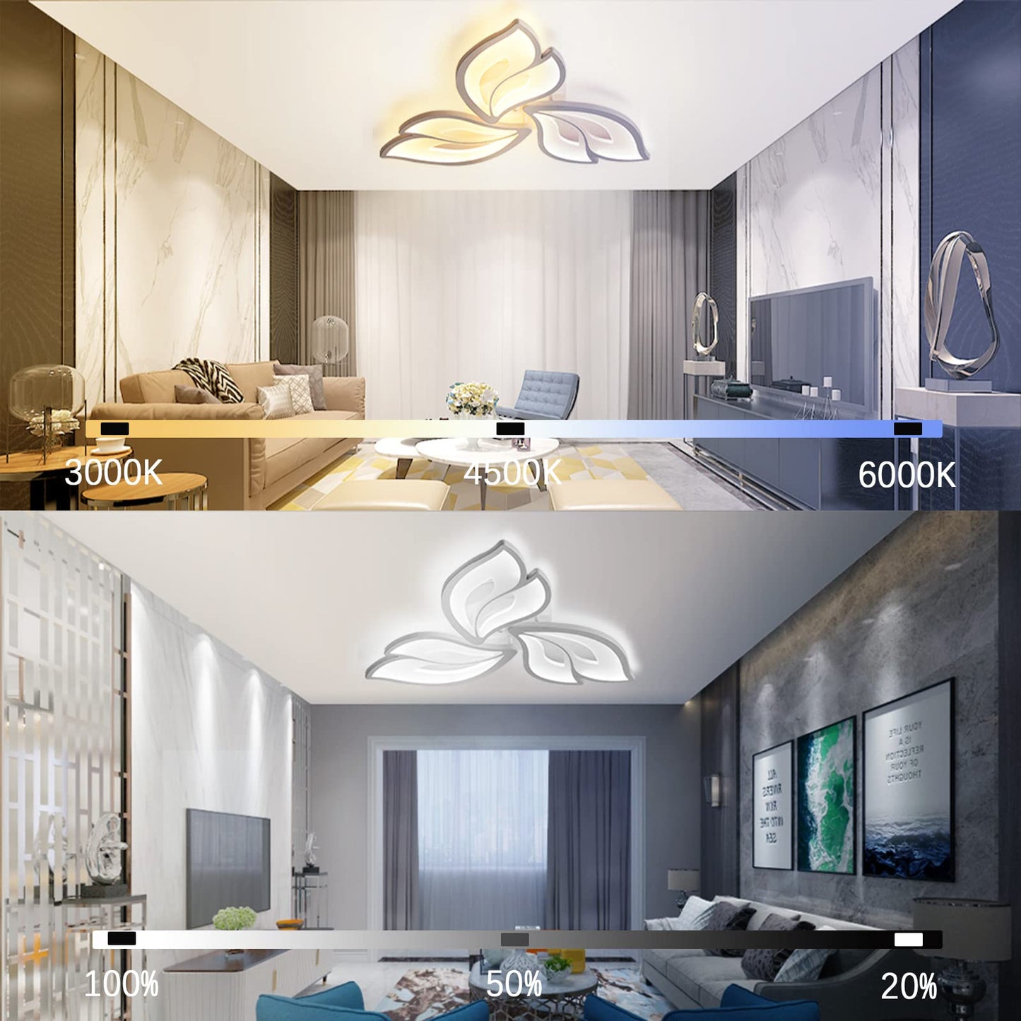 LED Deckenleuchte Dimmbar, 40W-80W Deckenlampe LED Wohnzimmerlampe mit Fernbedienung APP Farbwechsel - Moderne Wohnzimmerlampe Deckenleuchte Energie Sparen Dimming Deckenbeleuchtung Schlafzimmerlampe