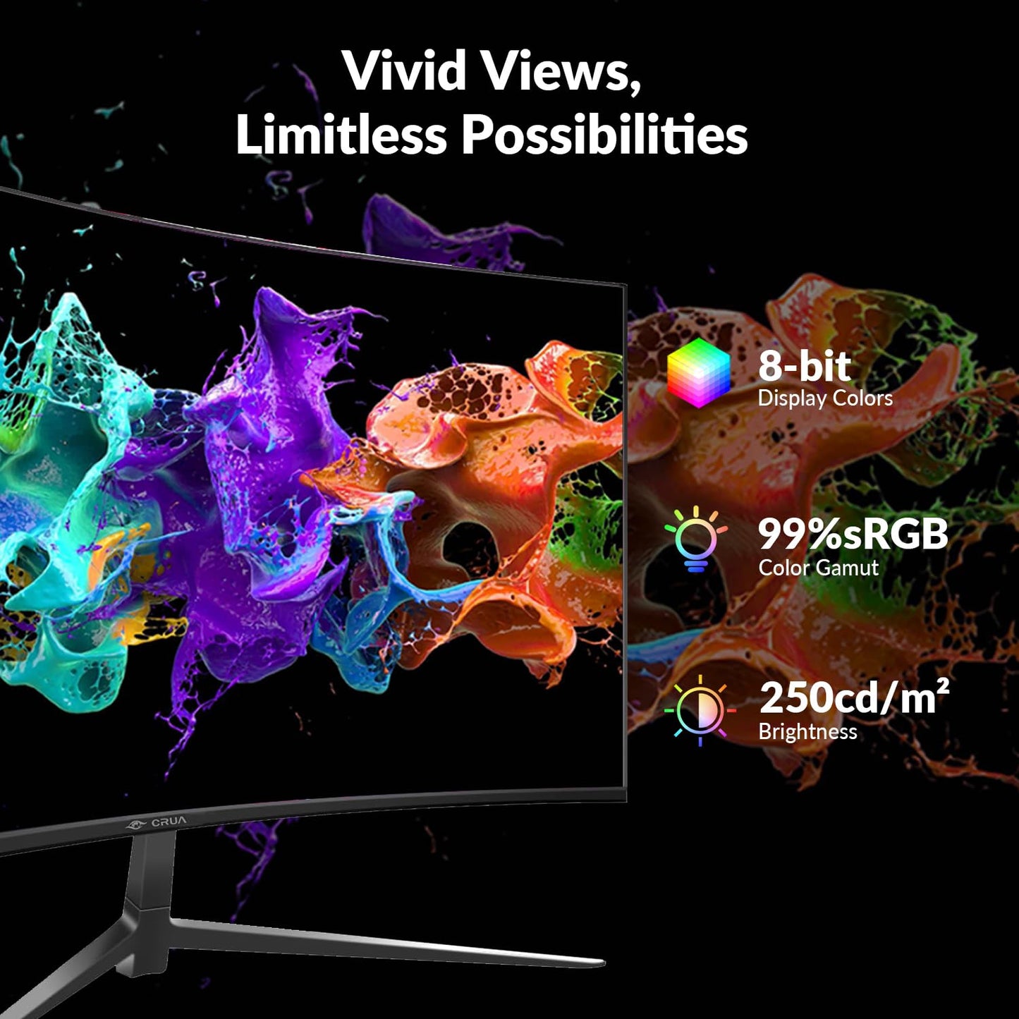 27 Inch Curved Monitor with 1920 * 1080P|100Hz/120Hz/144Hz Computer Monitor 27 inch with HDMI *1,VGA*1 and Tilt Adjustable,VESA Compatible Eye Care PC Office Monitor for Working and Gaming