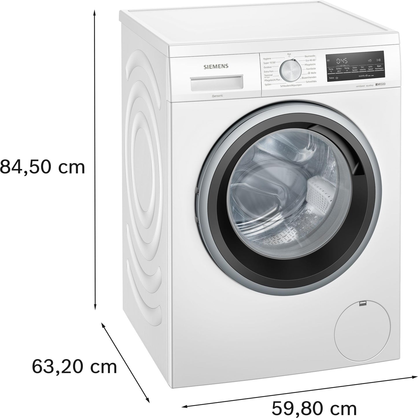 Siemens WM14N12A Waschmaschine iQ300, Frontlader mit 9kg Fassungsvermögen, 1400 UpM, speedPack L, smartFinish, Outdoor-Programm, LED-Display, Weiß, 60cm