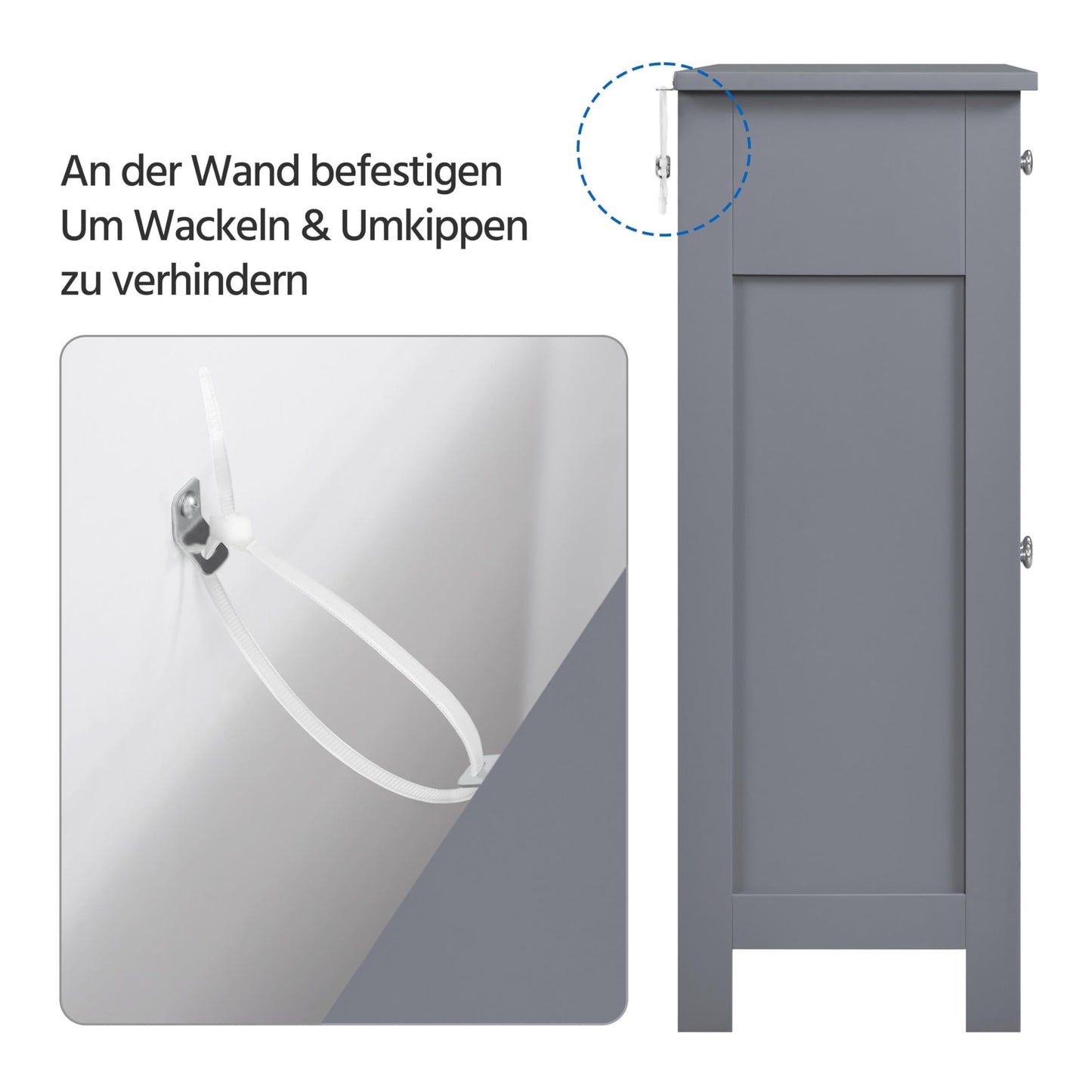 Yaheetech Unterschrank Badezimmerschrank Badkommode Badschrank mit 1 Schublade & 2 Türen & 3 Regalen Baderegal Bodenschrank mit verstellbare Einlegeböden, viel Stauraum, Dunkelgrau