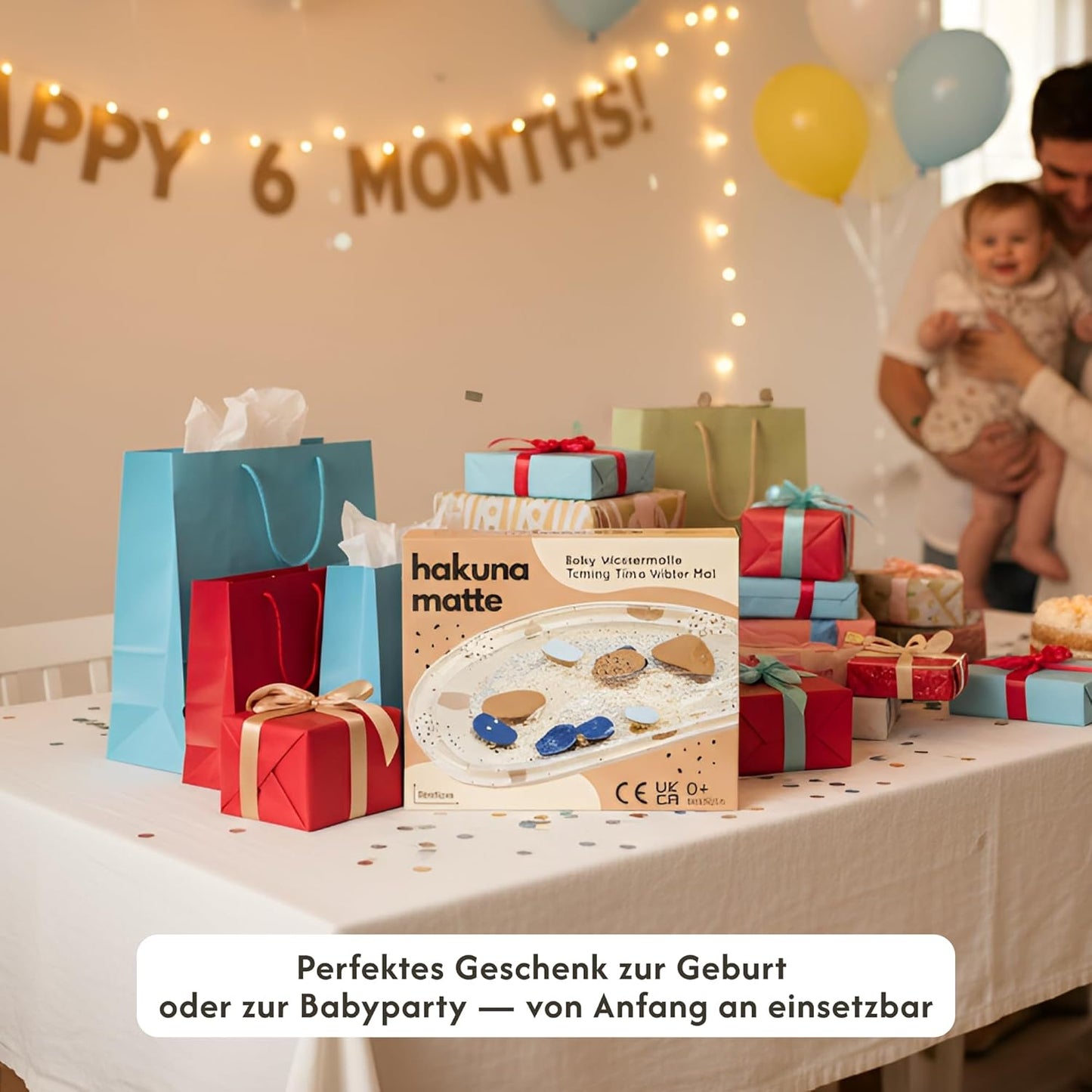 Hakuna Matte Baby Water Mat 73 x 42 cm - Tummy Time Water Mat from 3, 6 & 9 Months, Sensory Toy Baby with Glitter, Montessori Water Play Mat, Stomach Position Toy, Aquarium, BPA-Free, Odourless