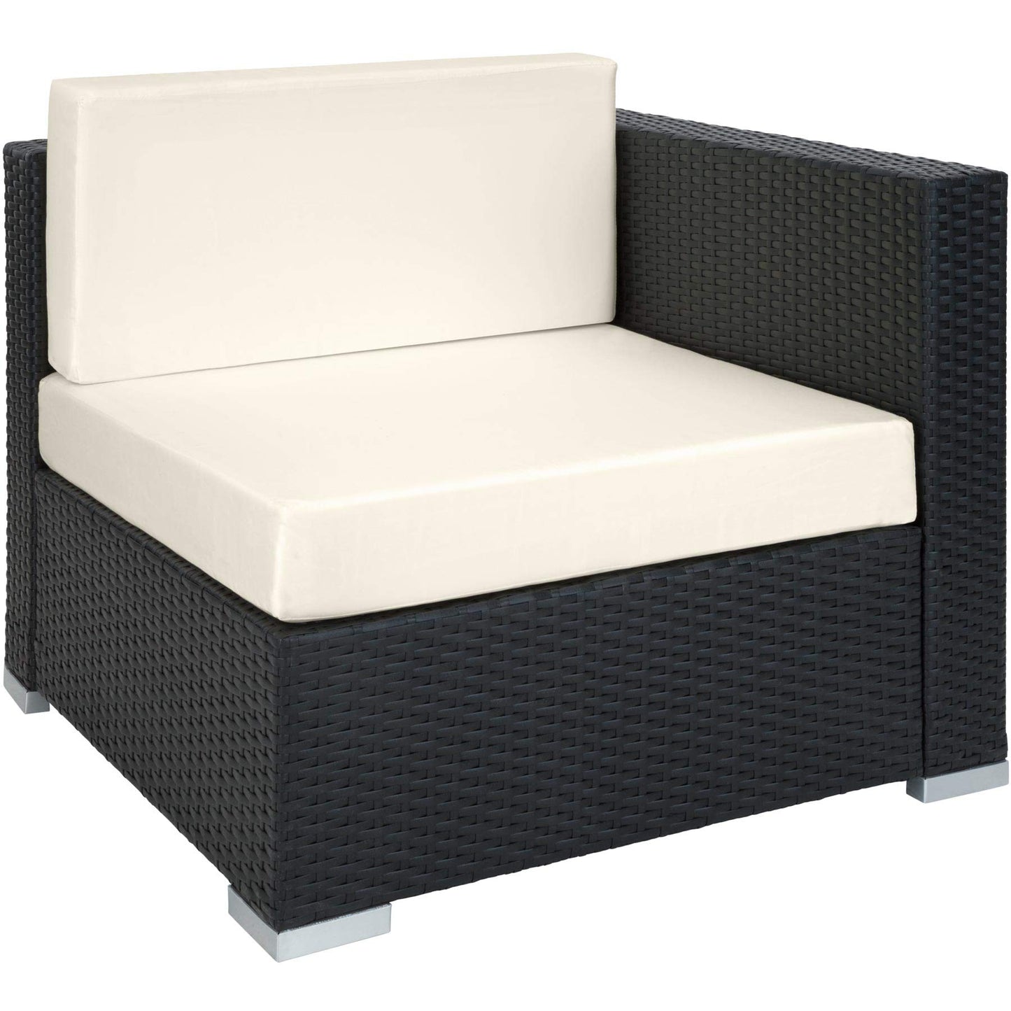 tectake® Aluminium Poly Rattan Lounge, modulares Gartenmöbel Set, großer Outdoor Couch Tisch mit Glasplatte, Sofa Set wetterfest für Garten, Balkon und Terrasse, extra Dicke Polster - grau