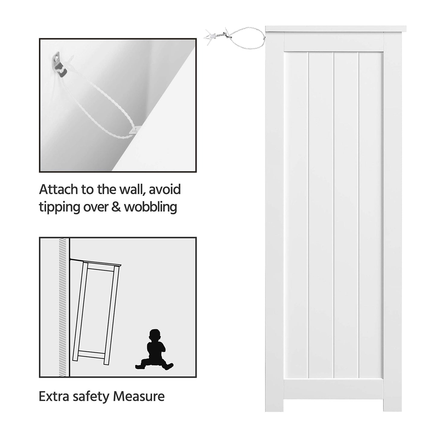 Yaheetech Bathroom Cabinet Floor Cabinet with 4 Drawers and 2 Doors Bathroom Cabinet Floor Cabinet with Height-Adjustable Shelf for Bathroom Living Room Hallway Kitchen White